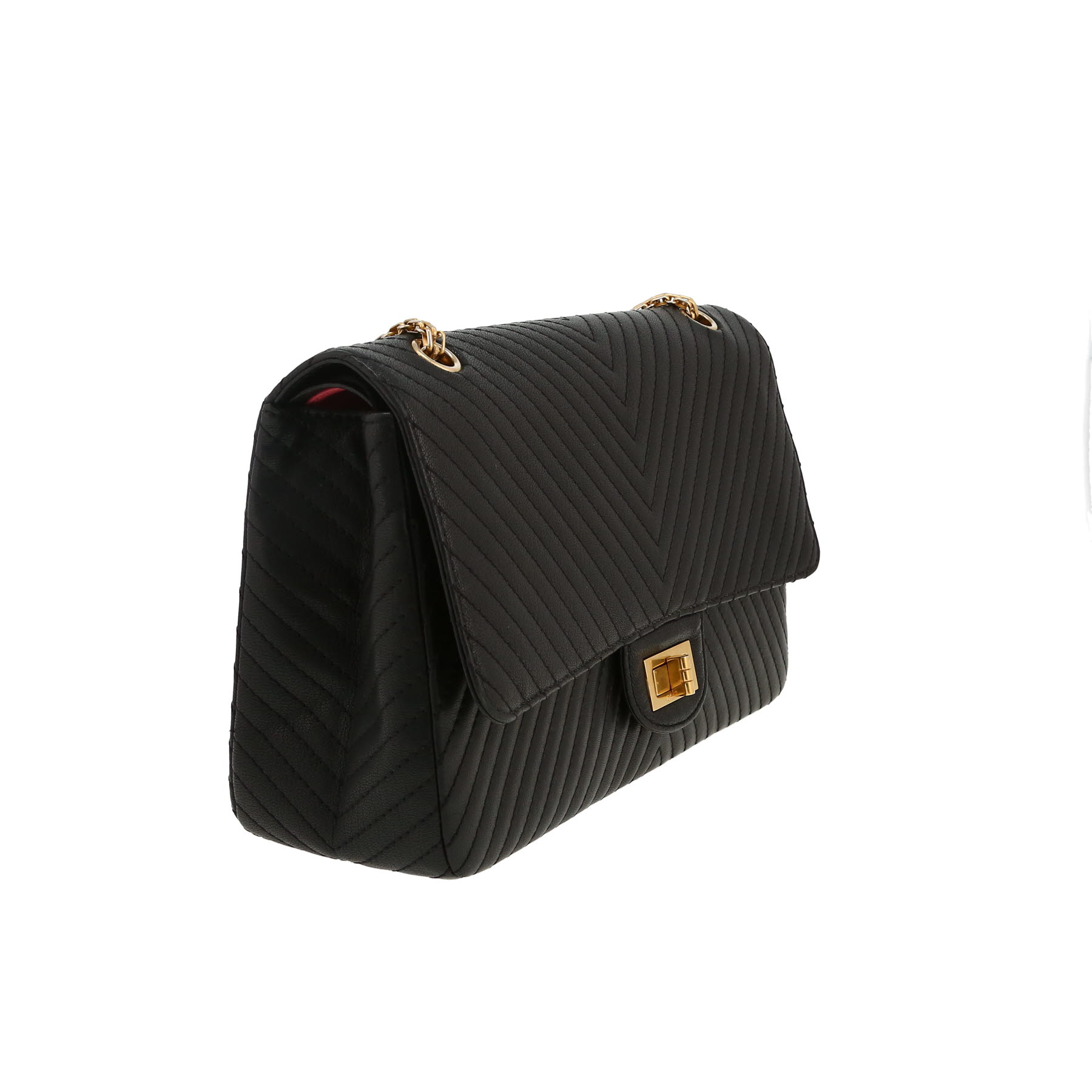 Chanel  Chanel 2.55 shoulder bag  in black chevron quilted leather