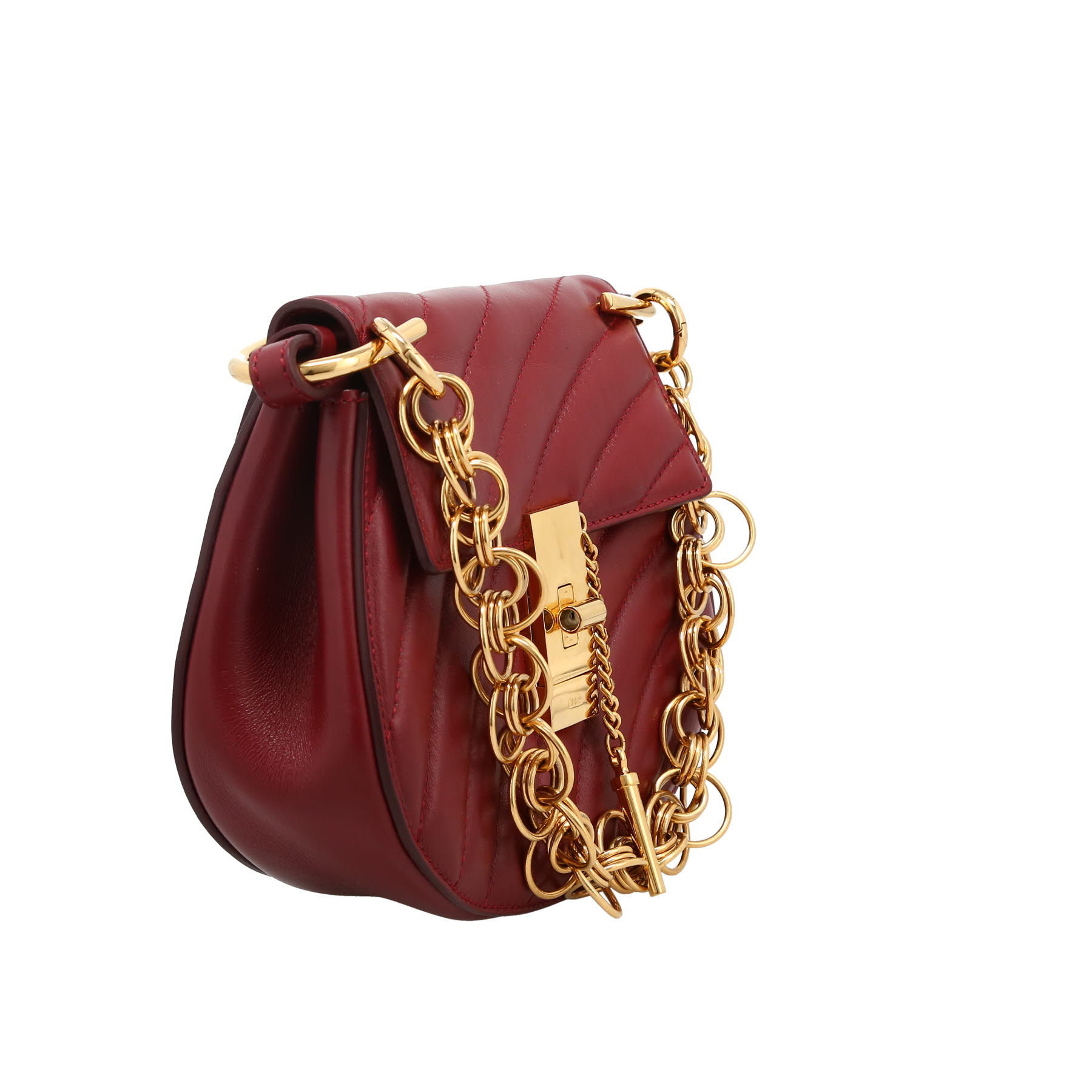 Borsa a tracolla Chloé  Drew in pelle bordeaux
