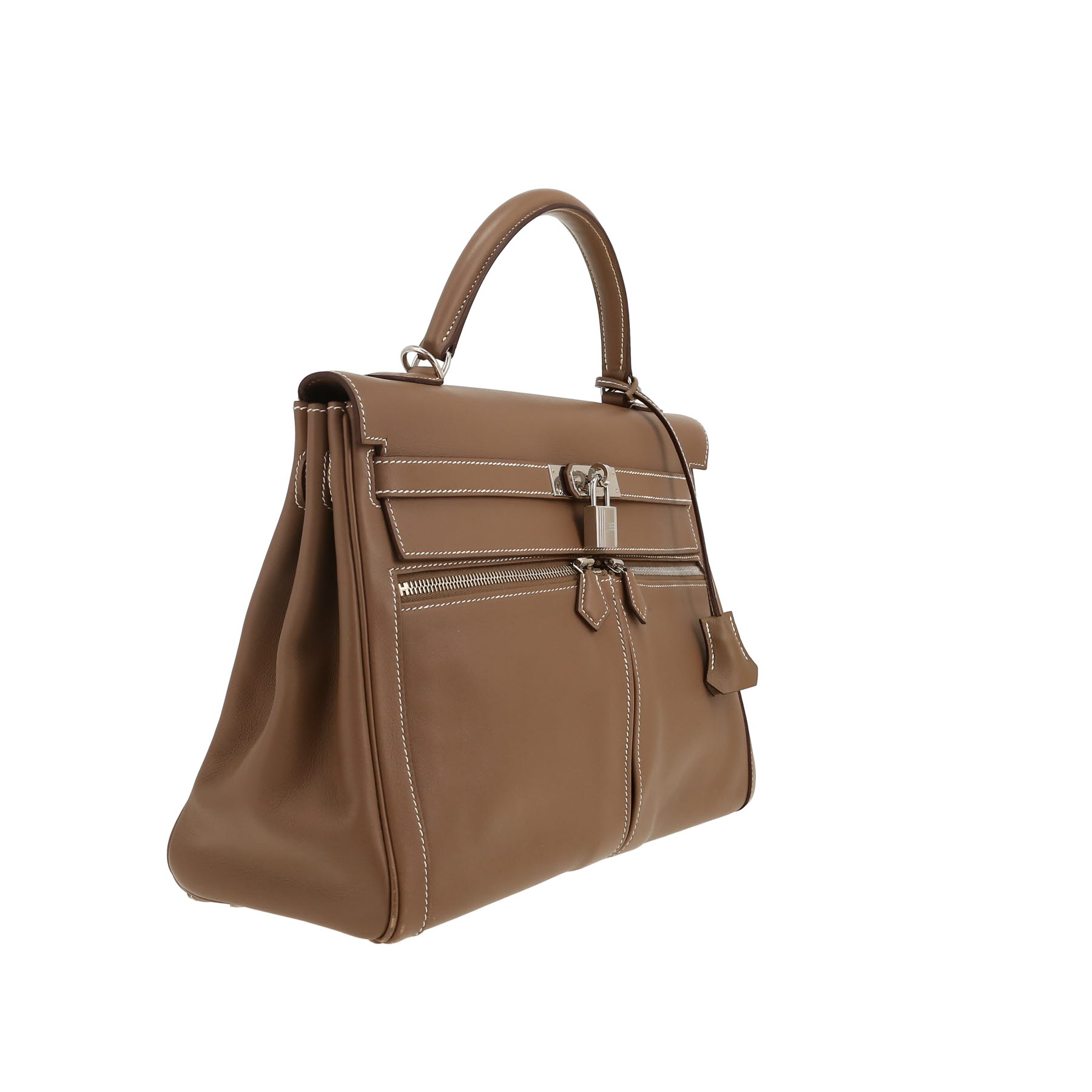 Sac à main Hermès  Kelly Lakis en cuir Swift étoupe