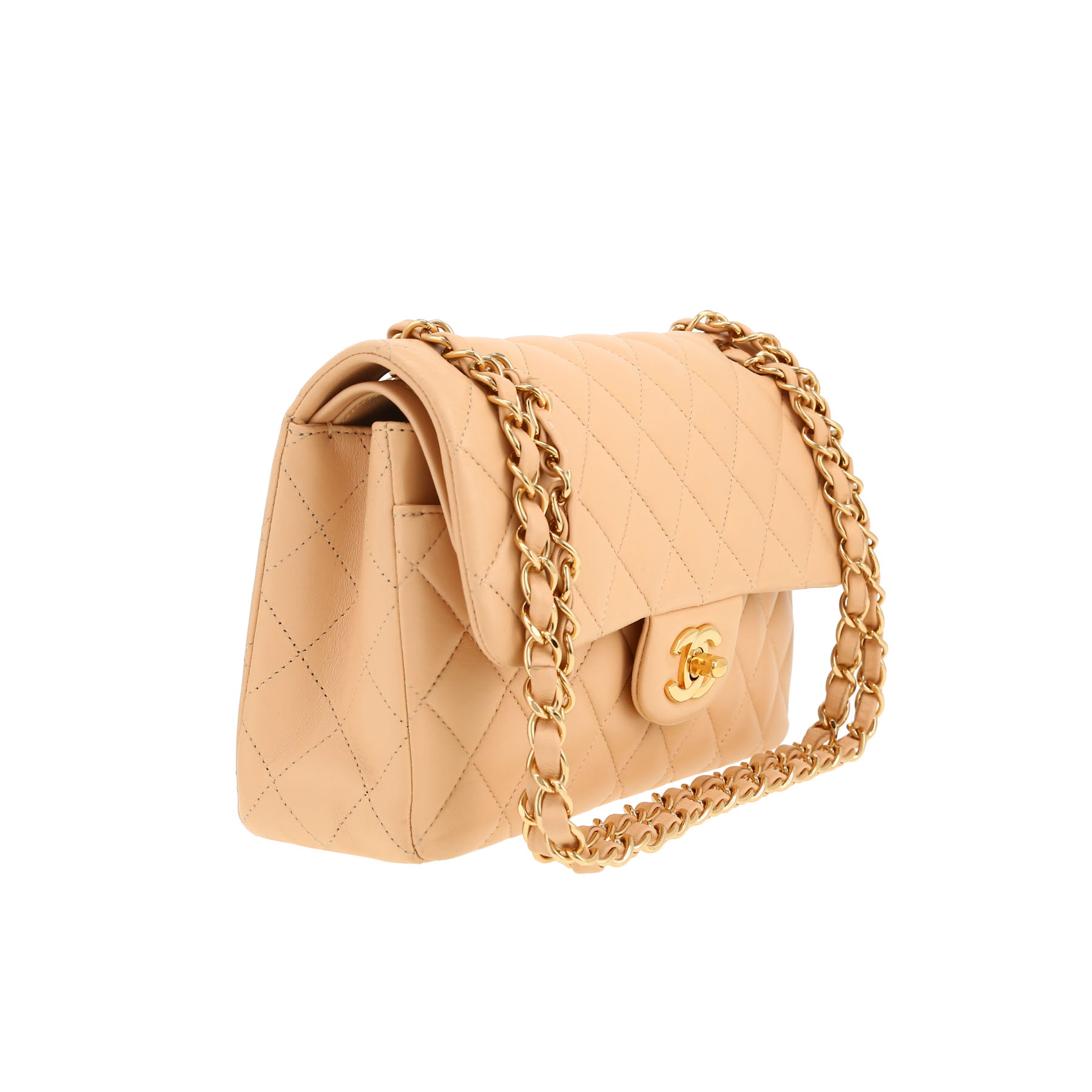 Chanel  Timeless Petit shoulder bag  in beige quilted leather