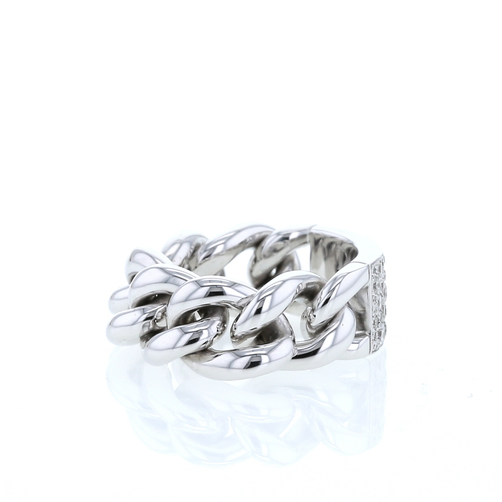 Bague souple Dior Gourmette grand modèle en or blanc et diamants