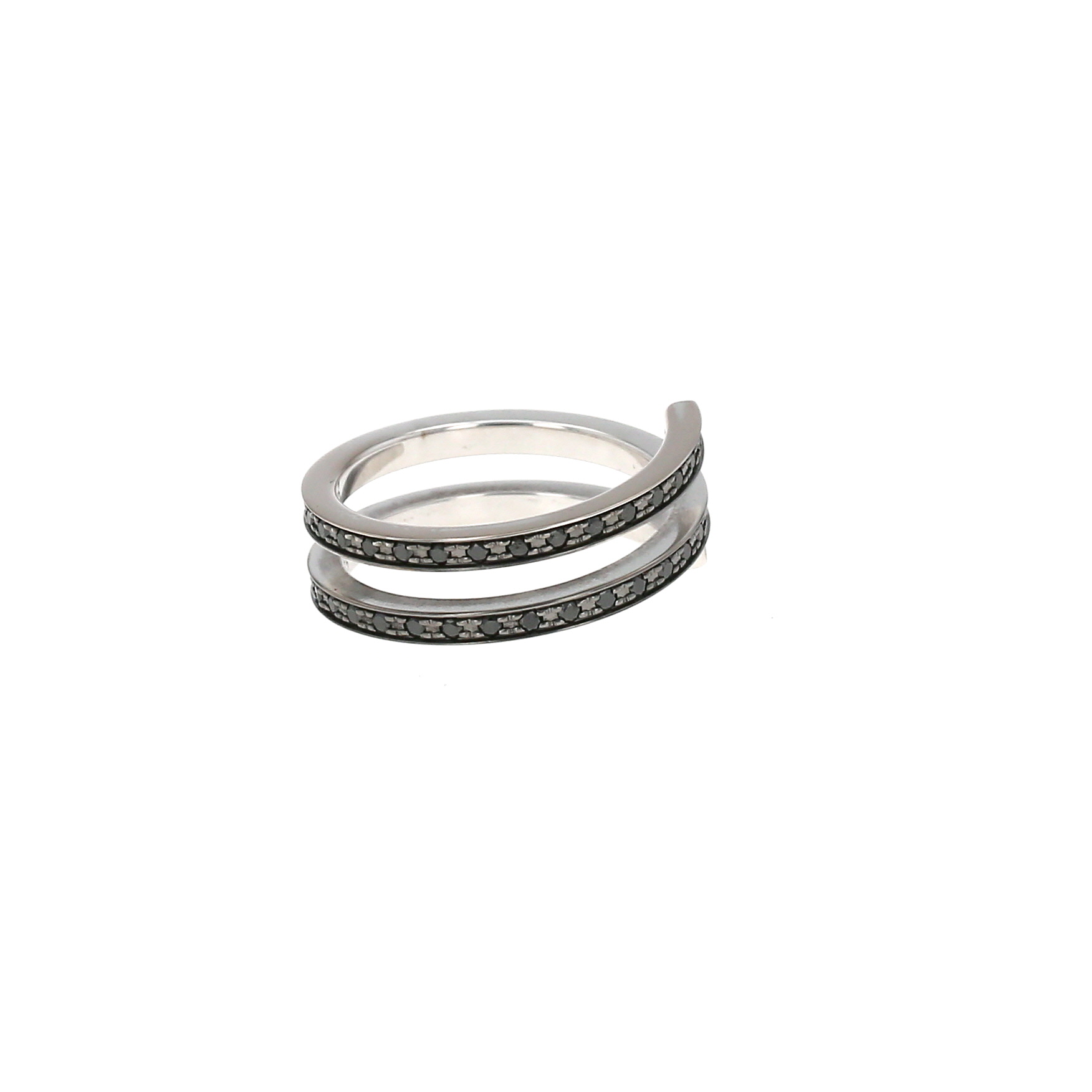 Bague Dinh Van Spirale en or blanc et diamants noir
