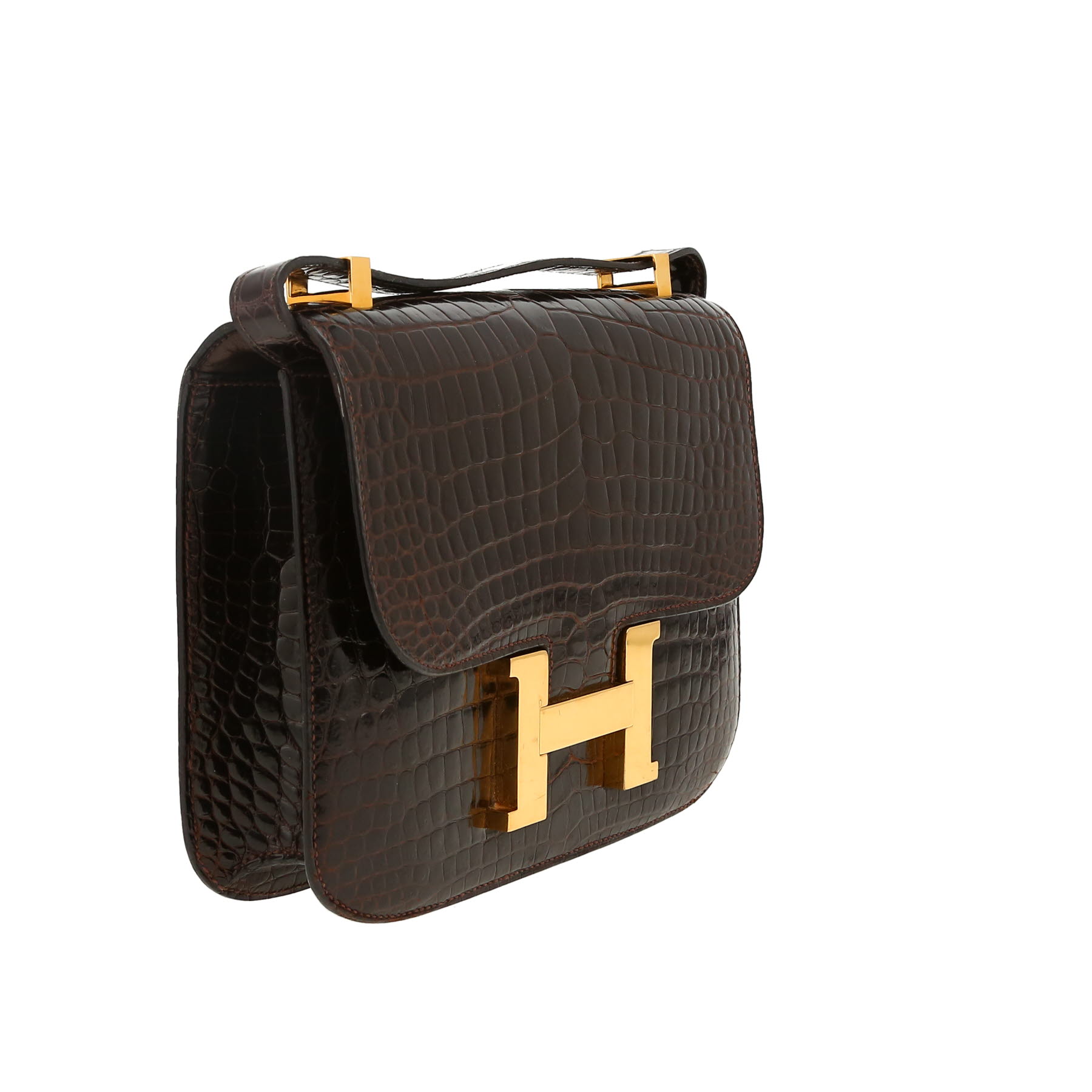 Hermès  Constance handbag  in brown porosus crocodile