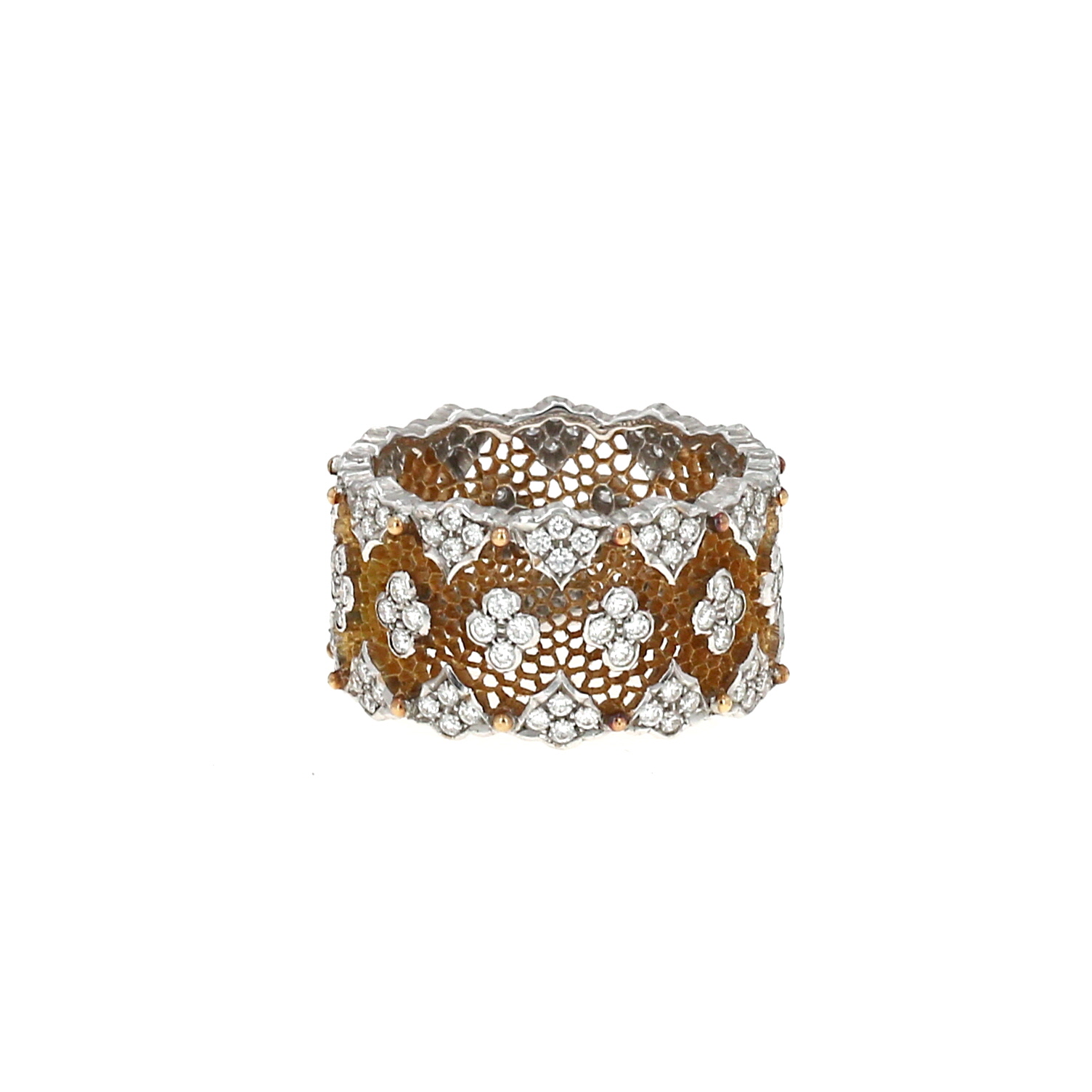 Buccellati Tulle Parigi ring in yellow gold, white gold and diamonds