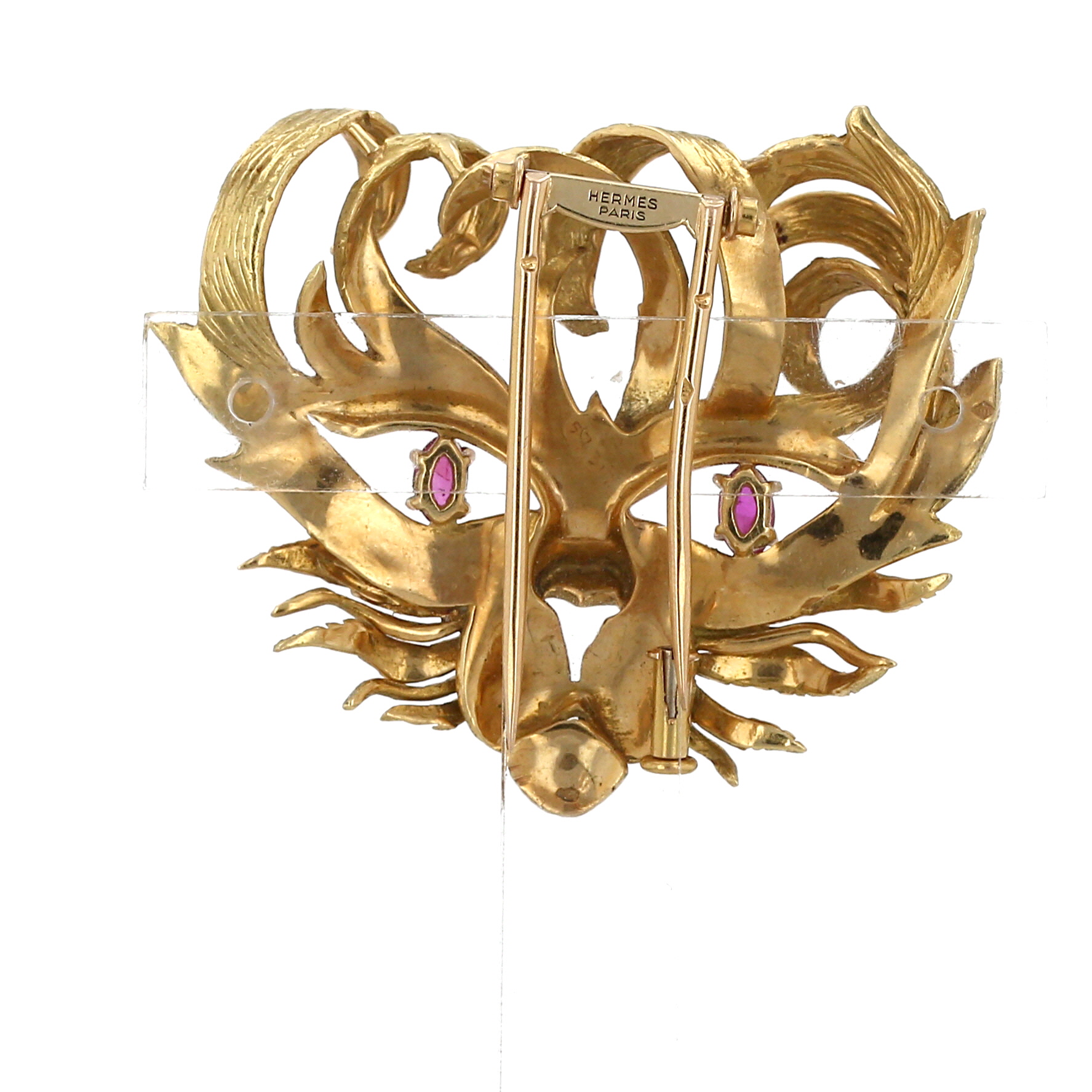 Hermès Mistigri 1960's brooch in yellow gold and sapphires