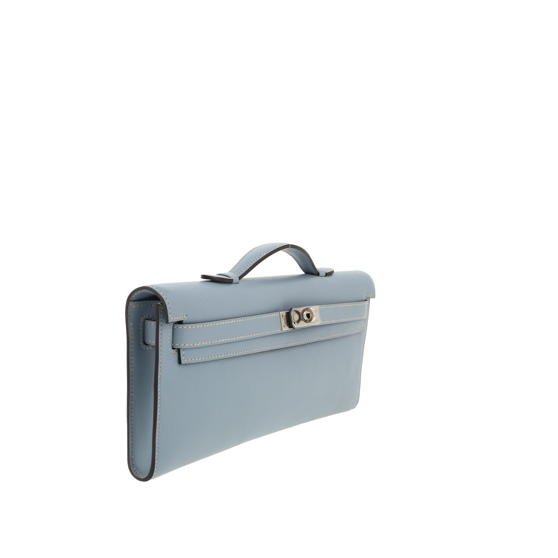 Hermès  Kelly Cut pouch  in Bleu Lin Swift leather