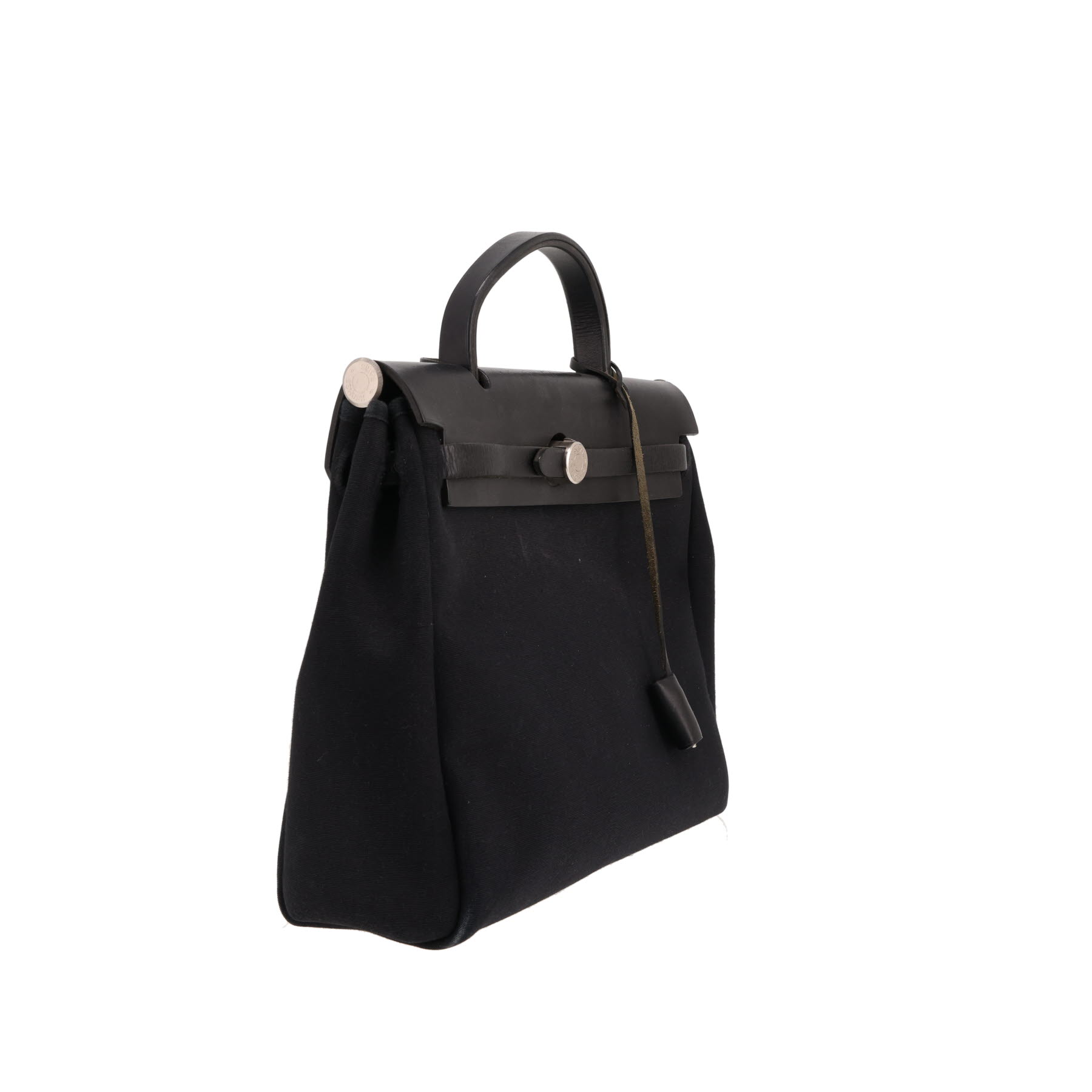 Hermès Herbag handbag in black canvas and black leather