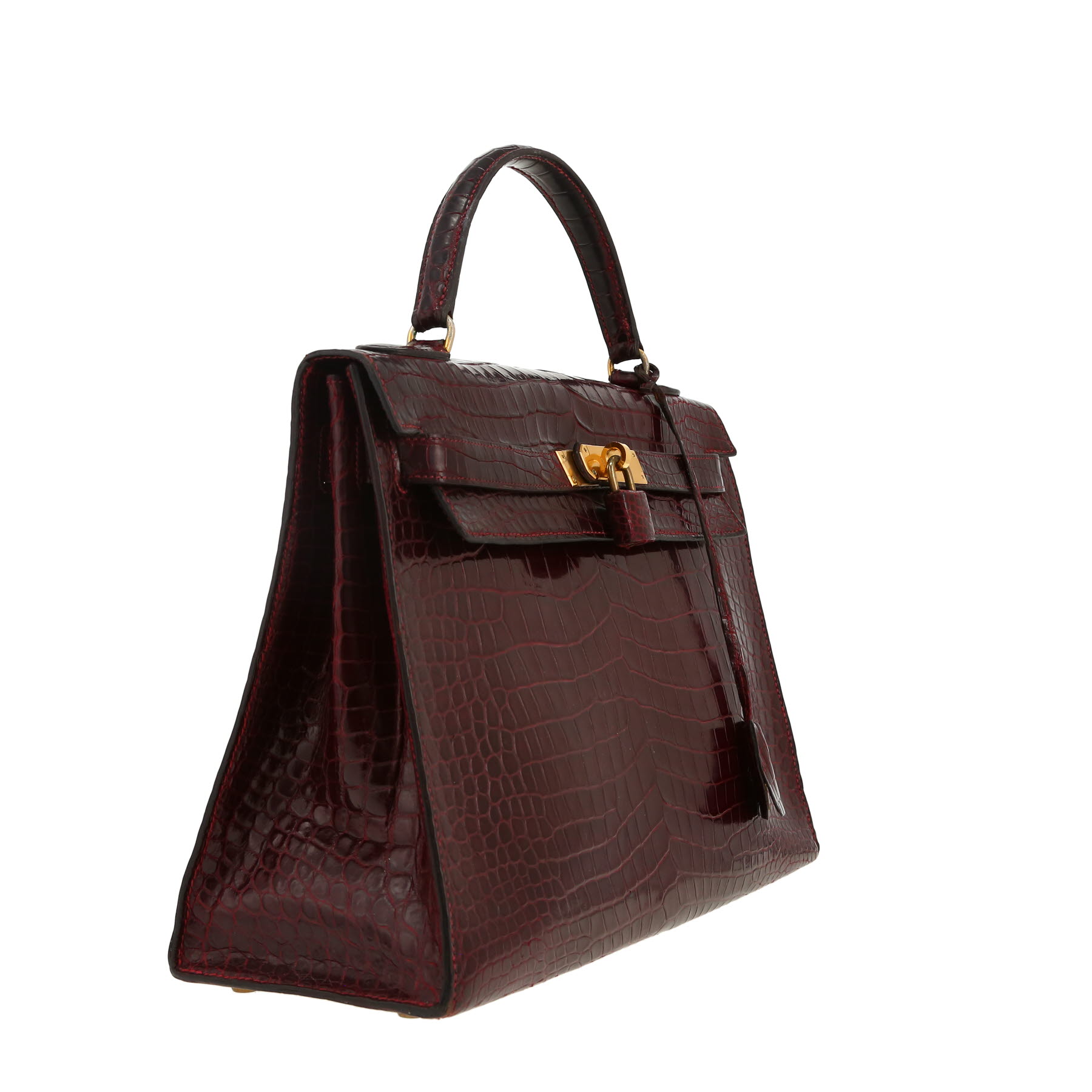 Hermès  Kelly 32 cm handbag  in burgundy crocodile