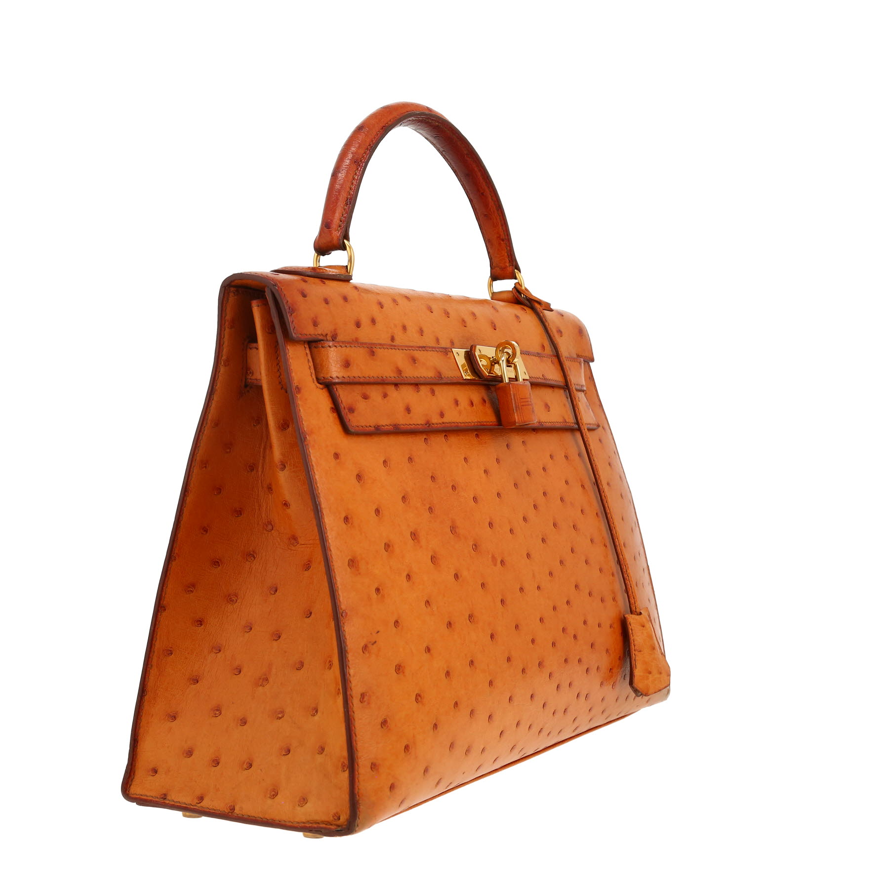Sac à main Hermès  Kelly 32 cm en autruche gold