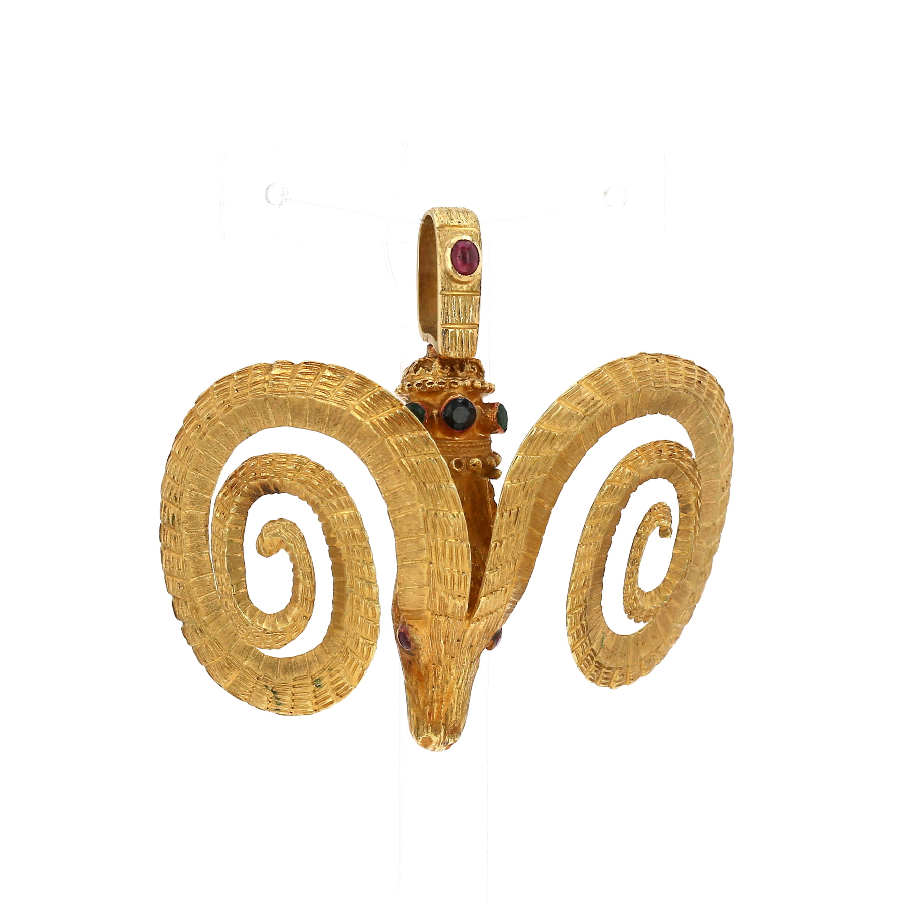 Lalaounis  pendant in yellow gold, ruby, sapphire and emerald