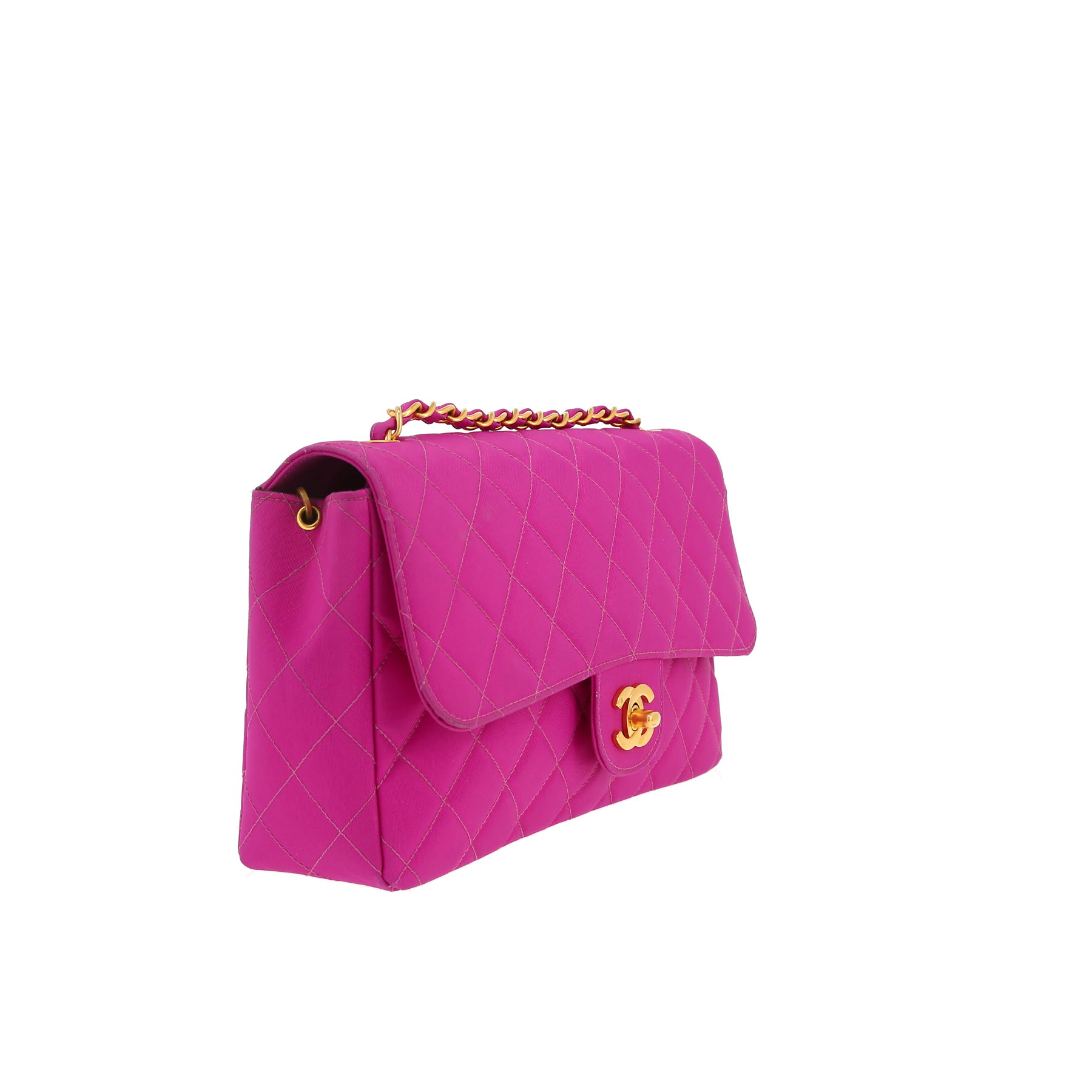 Chanel  Timeless Vintage shoulder bag  in fushia pink quilted canvas