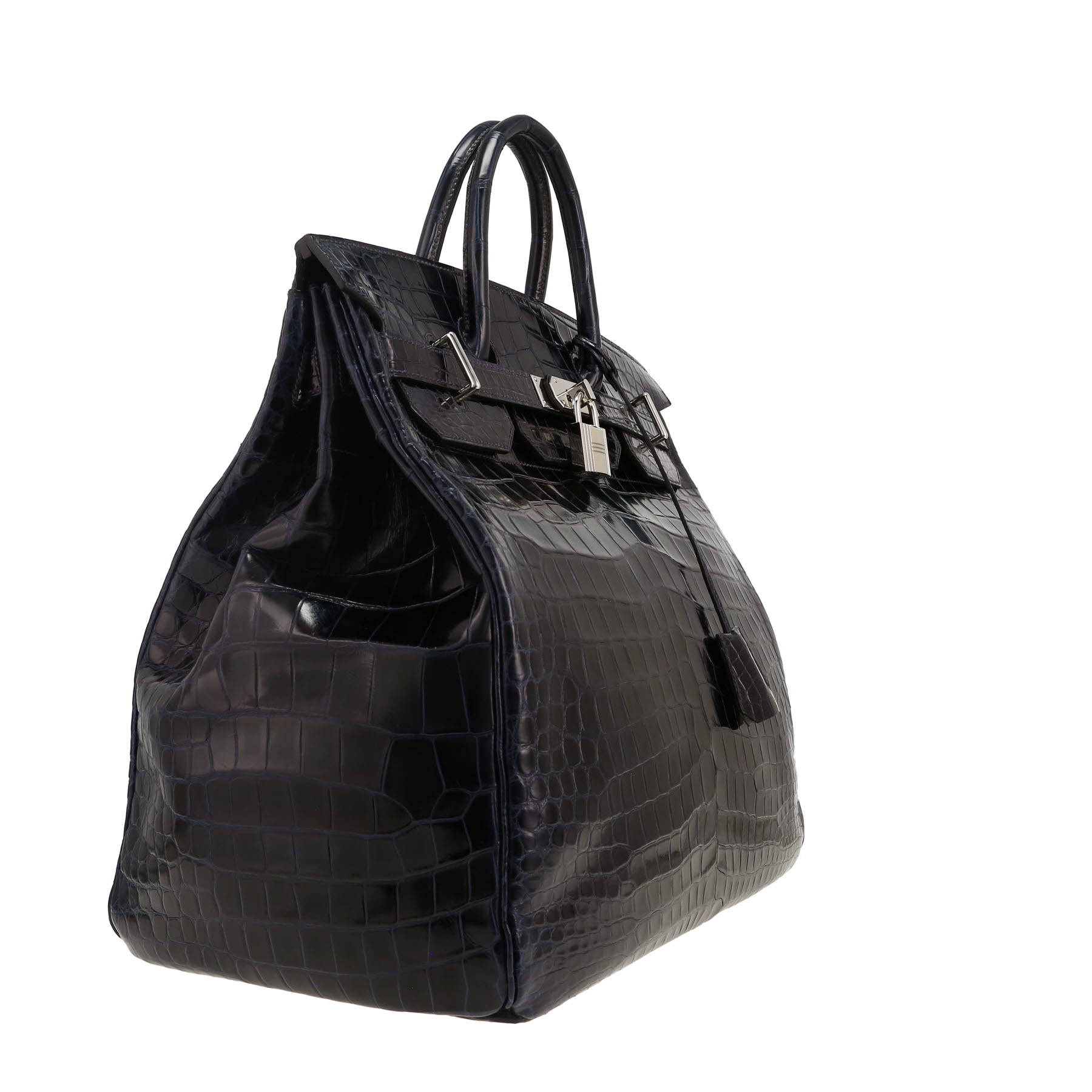Sac de voyage Hermès  Haut à Courroies en crocodile porosus bleu