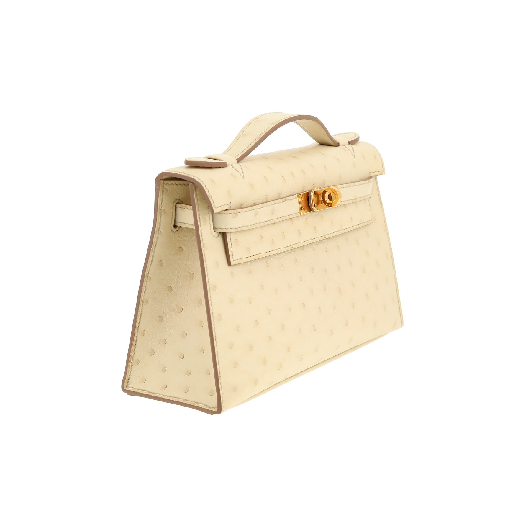 Hermès  Kelly - Clutch pouch  in Nata ostrich leather