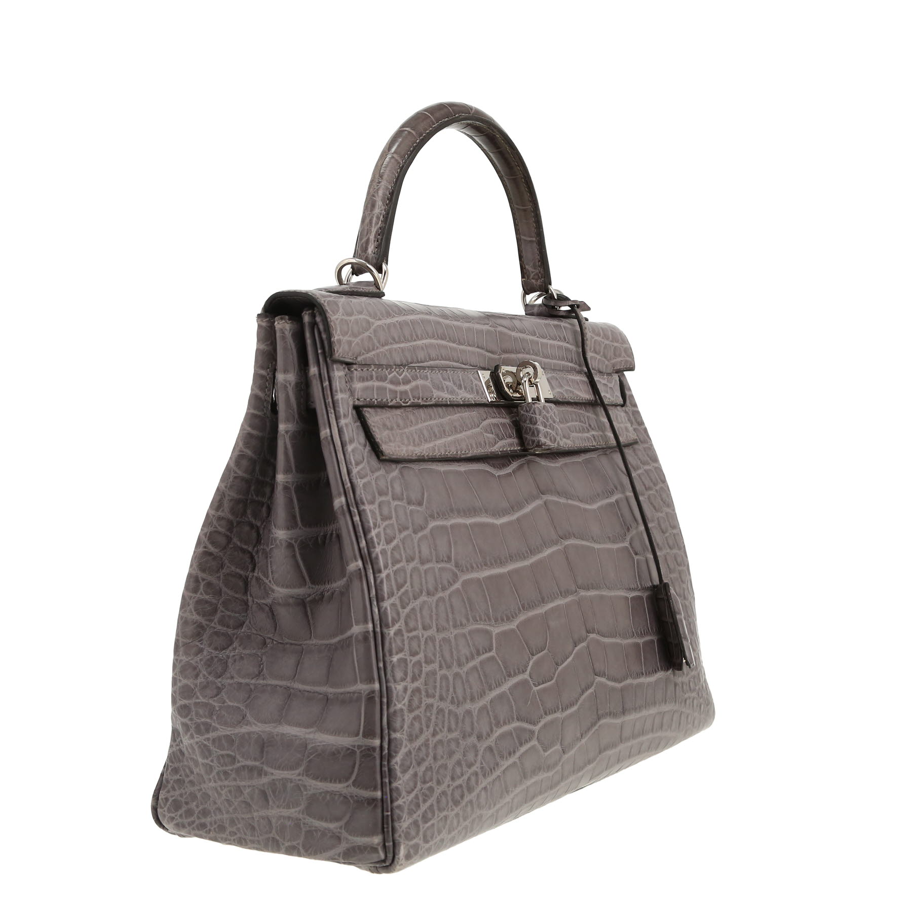 Borsa Hermès  Kelly 32 cm in alligatore grigio