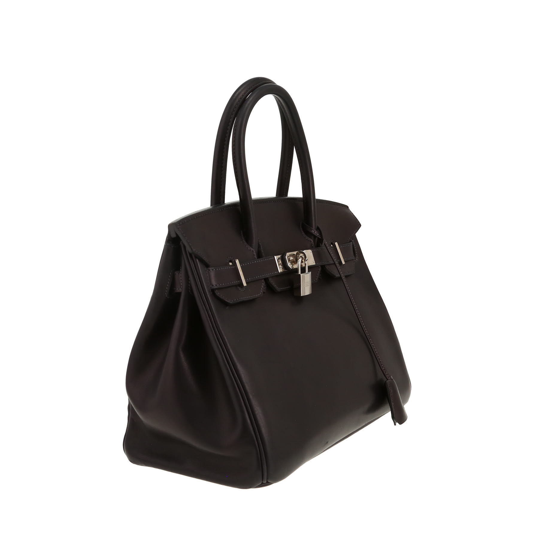Bolso de mano Hermès  Birkin 30 cm en cuero Everkcalf azul marino