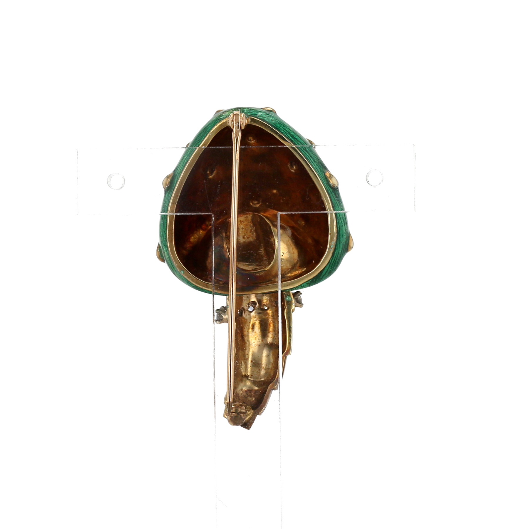 Spilla Vintage  in oro giallo 14k, smalto e diamanti