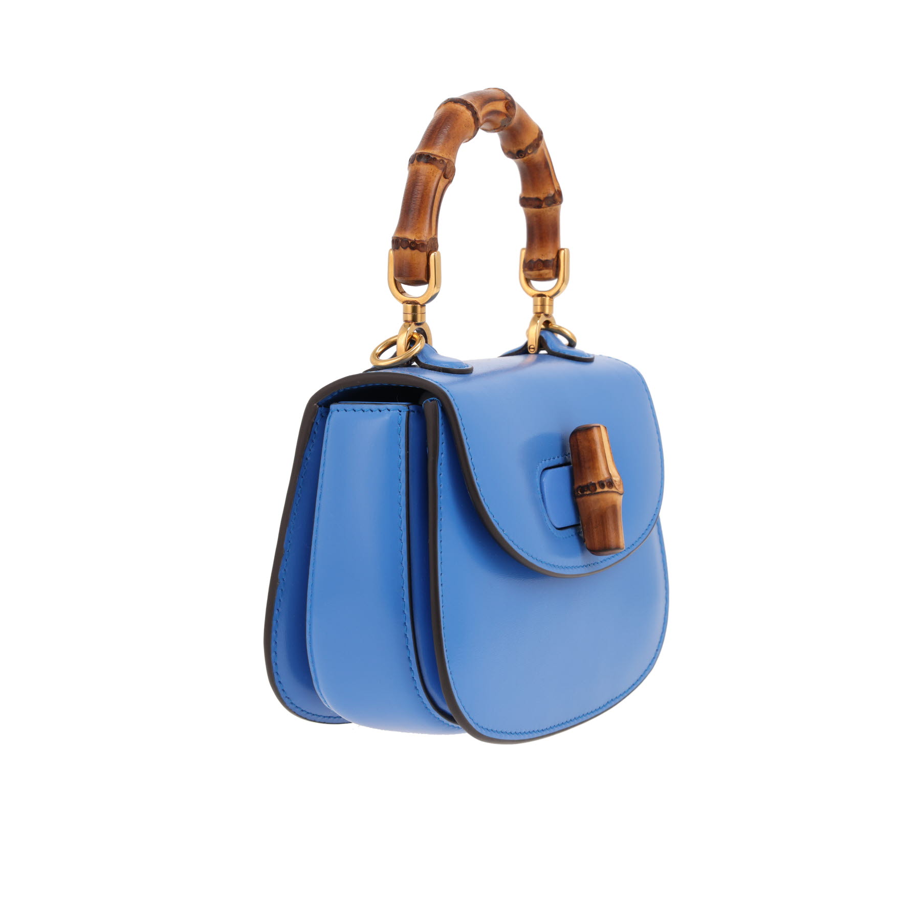 Gucci  Bamboo small model  shoulder bag  in blue leather  and bamboo