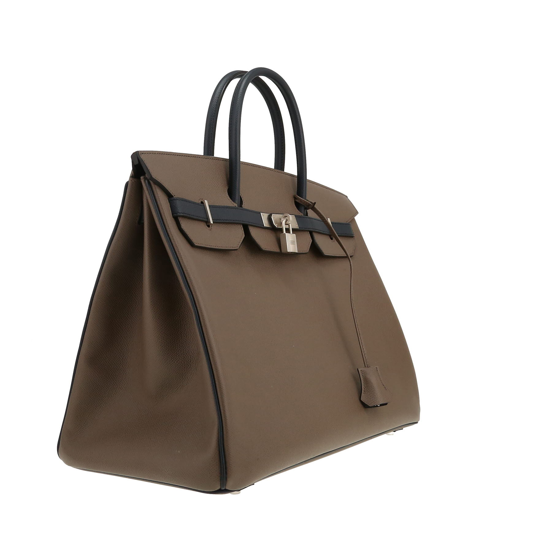 Hermès  Birkin 40 cm handbag  in etoupe and navy blue epsom leather