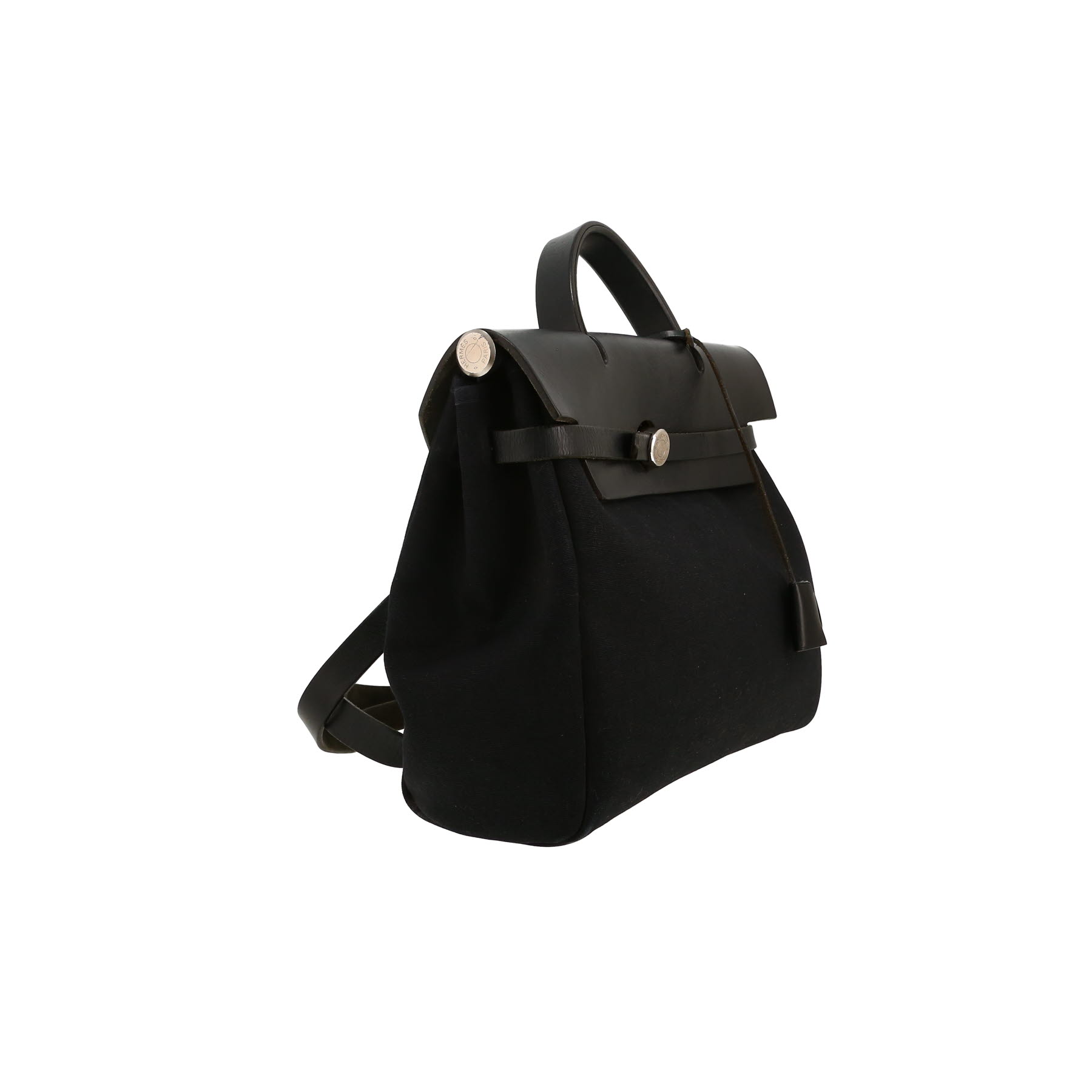 Hermès Herbag rucksack in black canvas and black leather