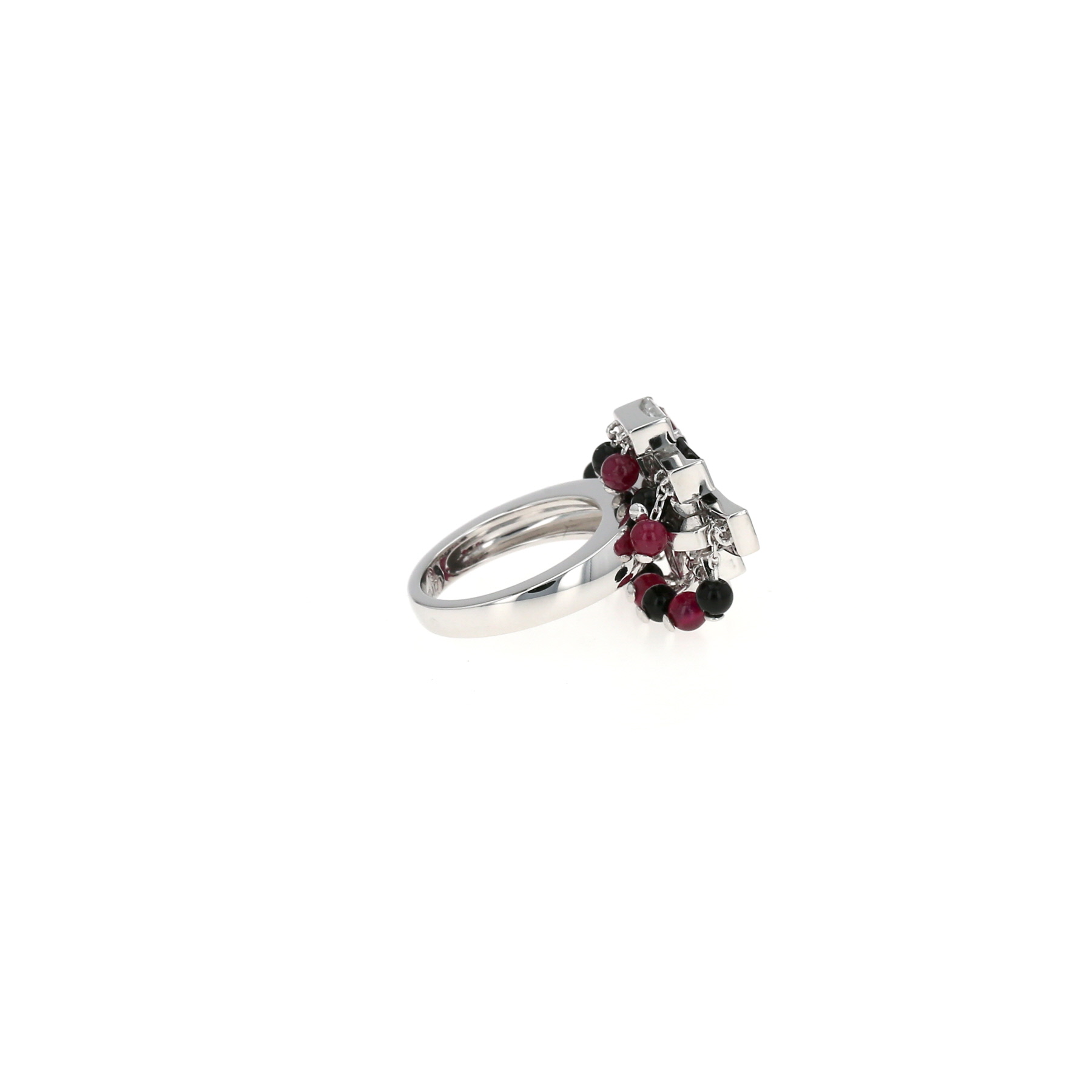 Cartier Le Baiser du Dragon ring in white gold, onyx, rubies and diamonds
