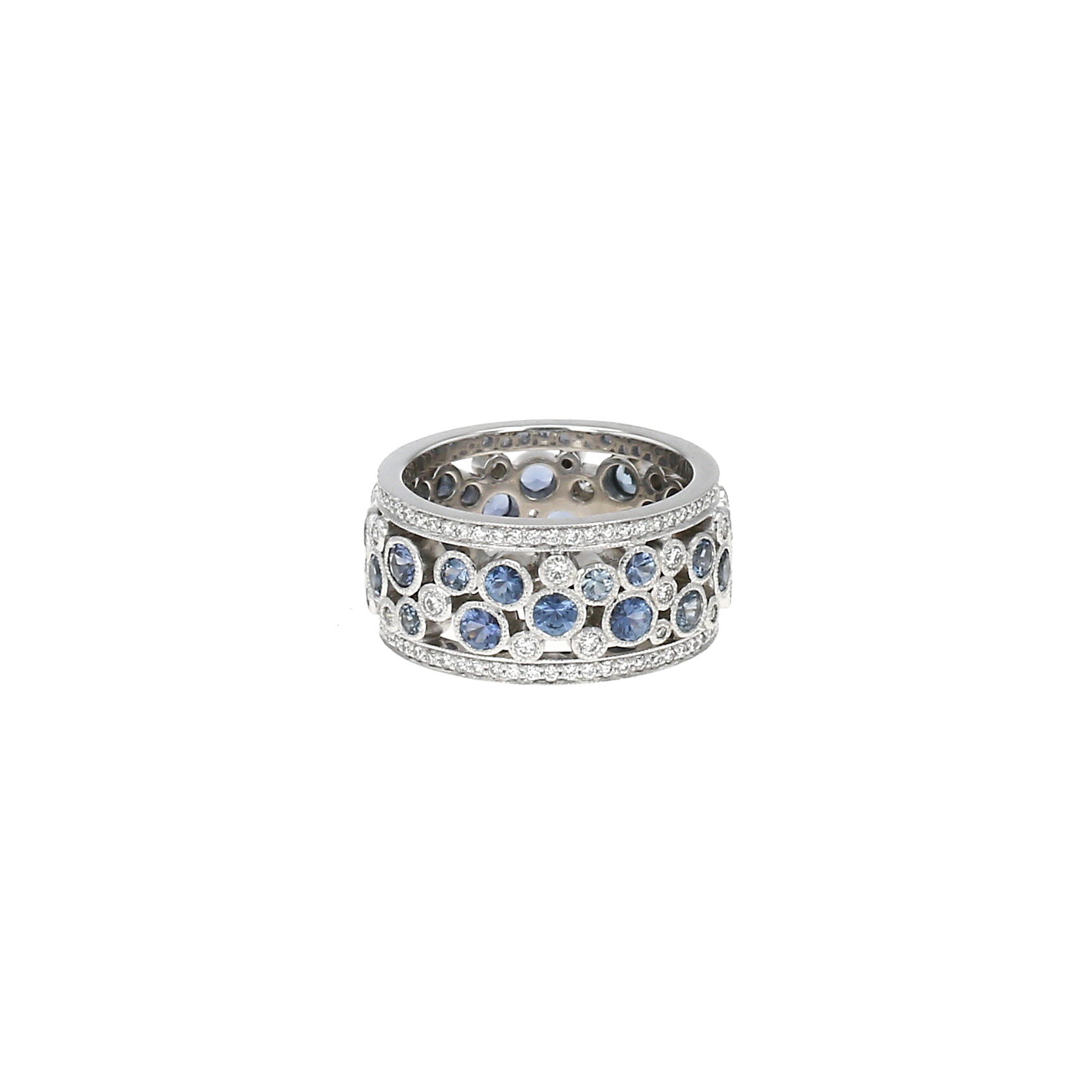Tiffany & Co Cobblestone ring in platinium, diamonds and sapphires