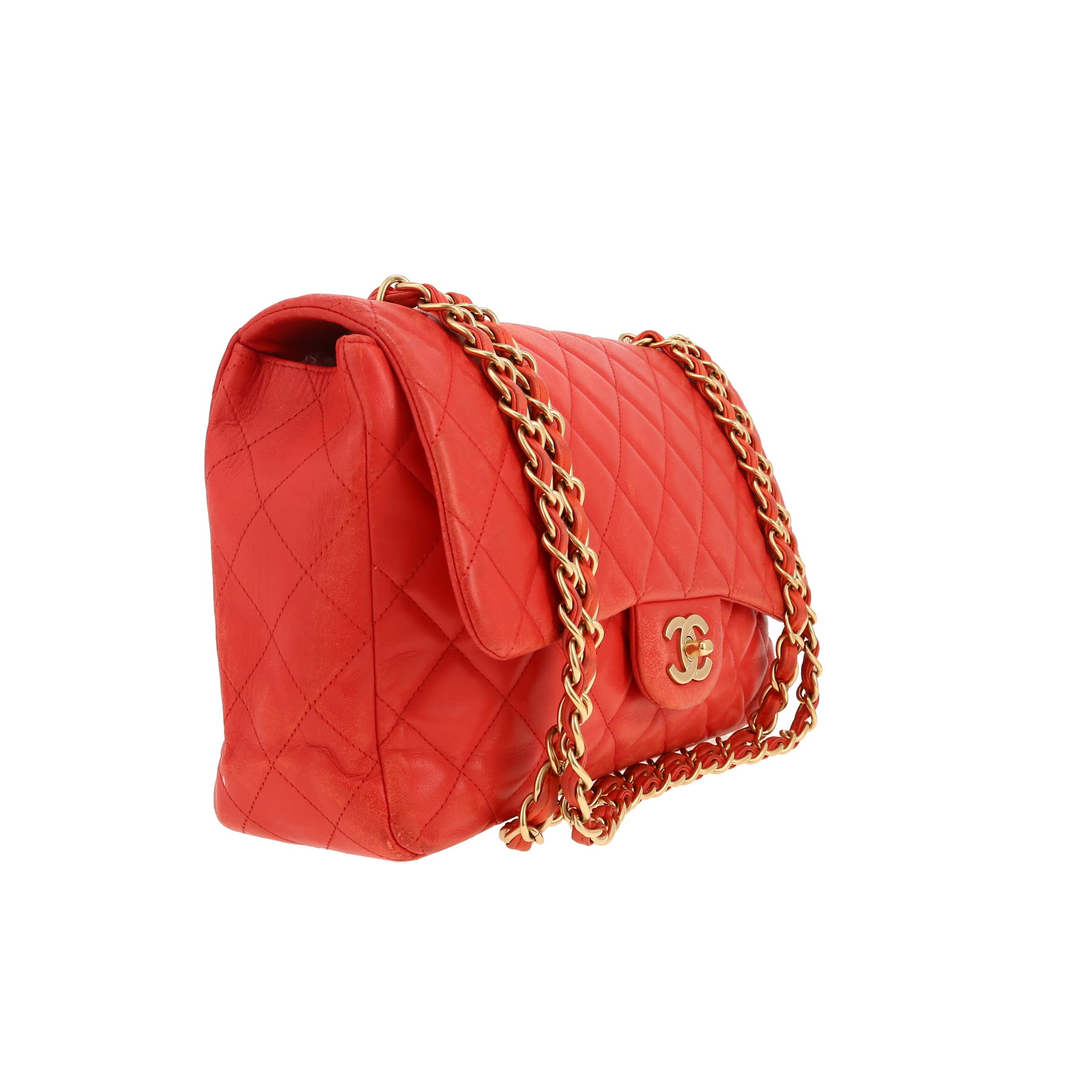 Sac bandoulière Chanel  Timeless Jumbo en cuir matelassé rouge