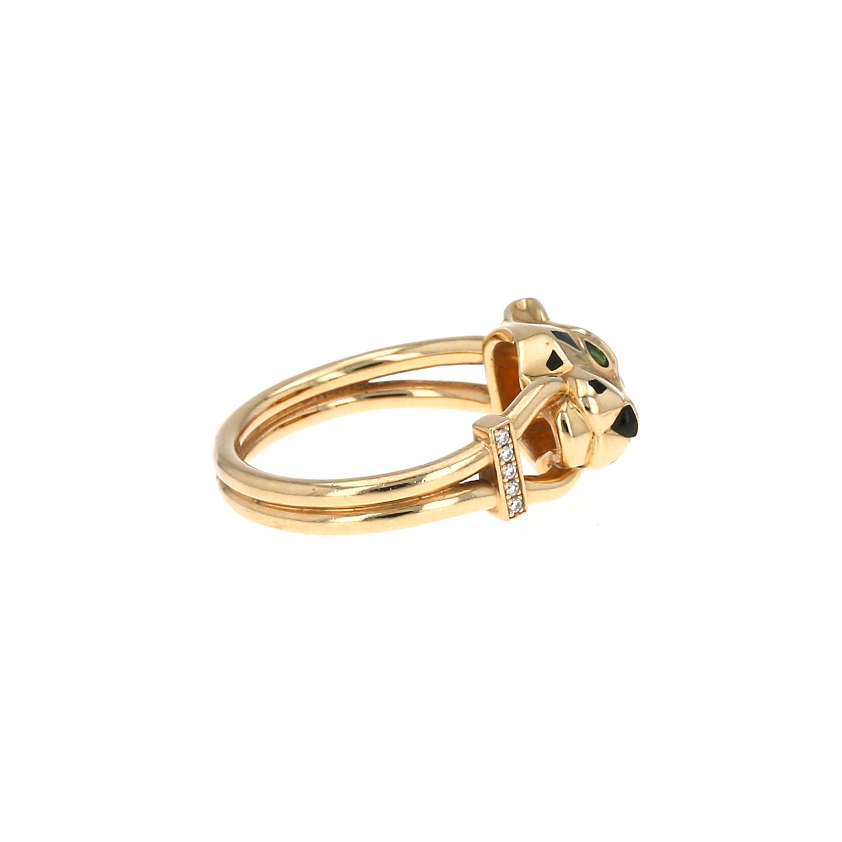 Cartier Panthère ring in yellow gold, lacquer and tsavorites