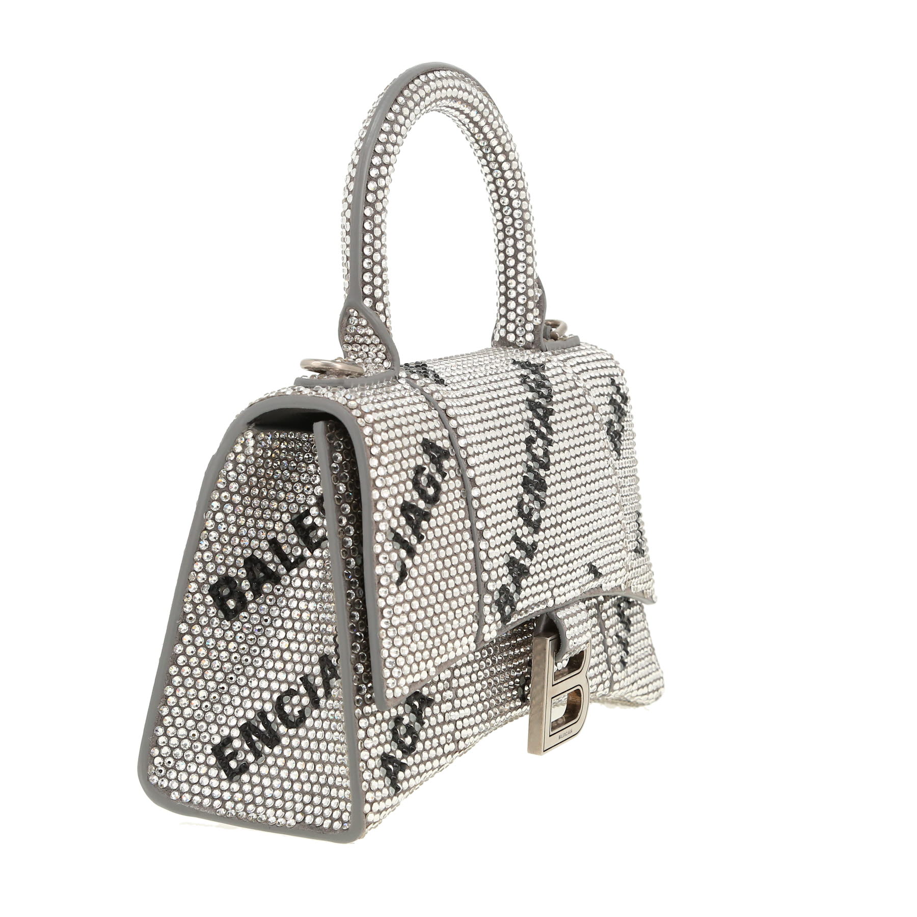 Balenciaga  Hourglass mini  shoulder bag  in silver strass