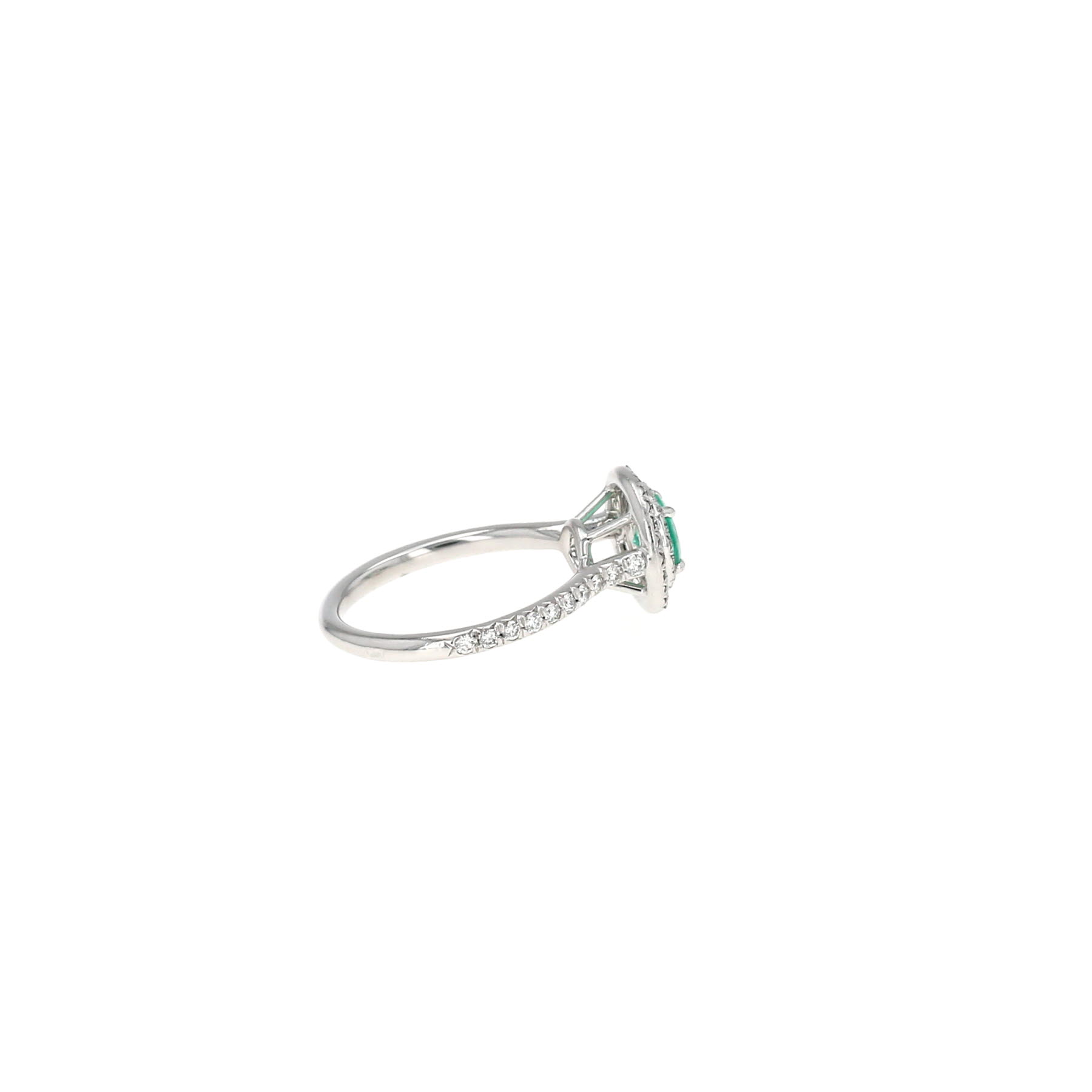 Tiffany 
Co Soleste ring in platinium, emerald and diamonds