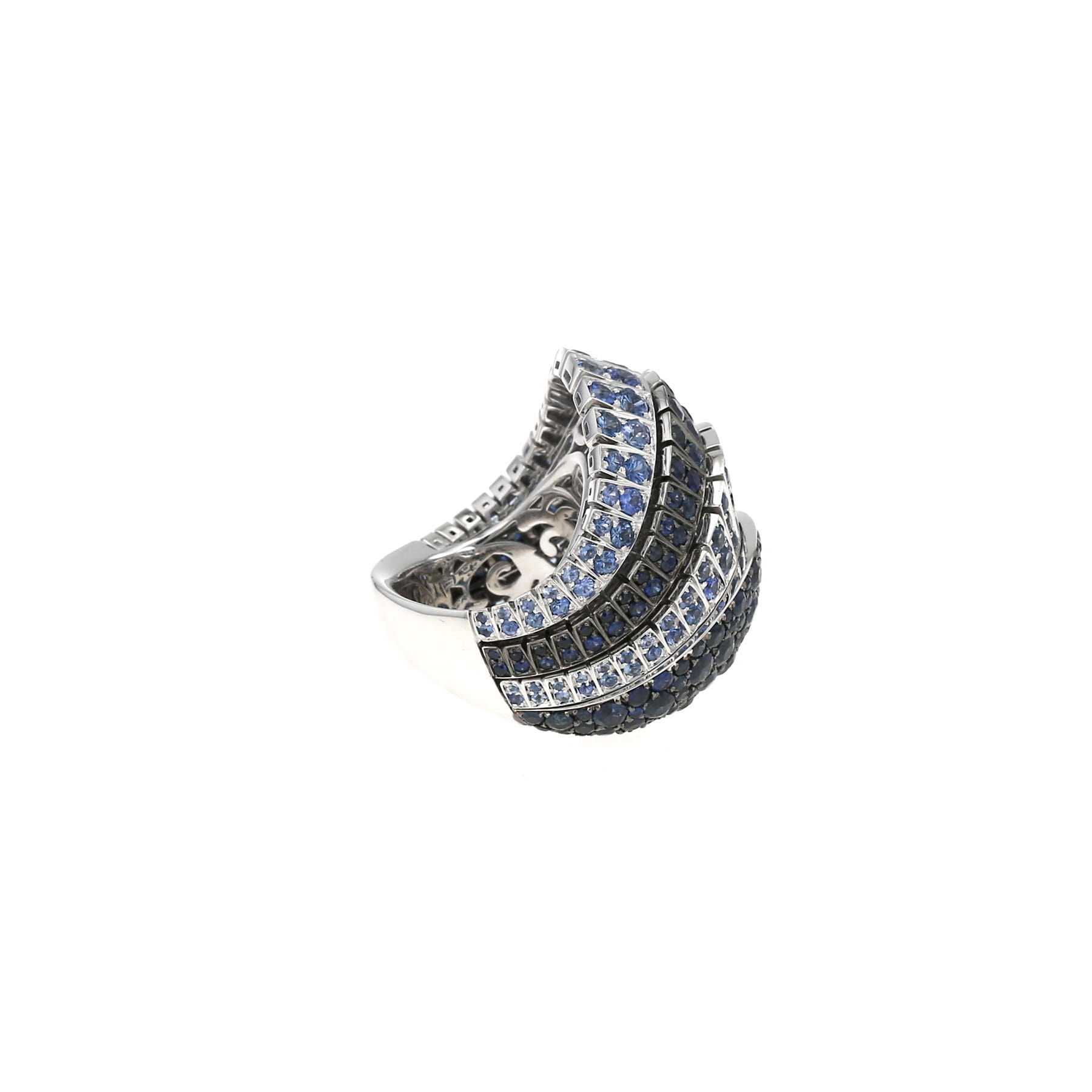 Bague De Grisogono Ventaglio en or blanc et saphirs