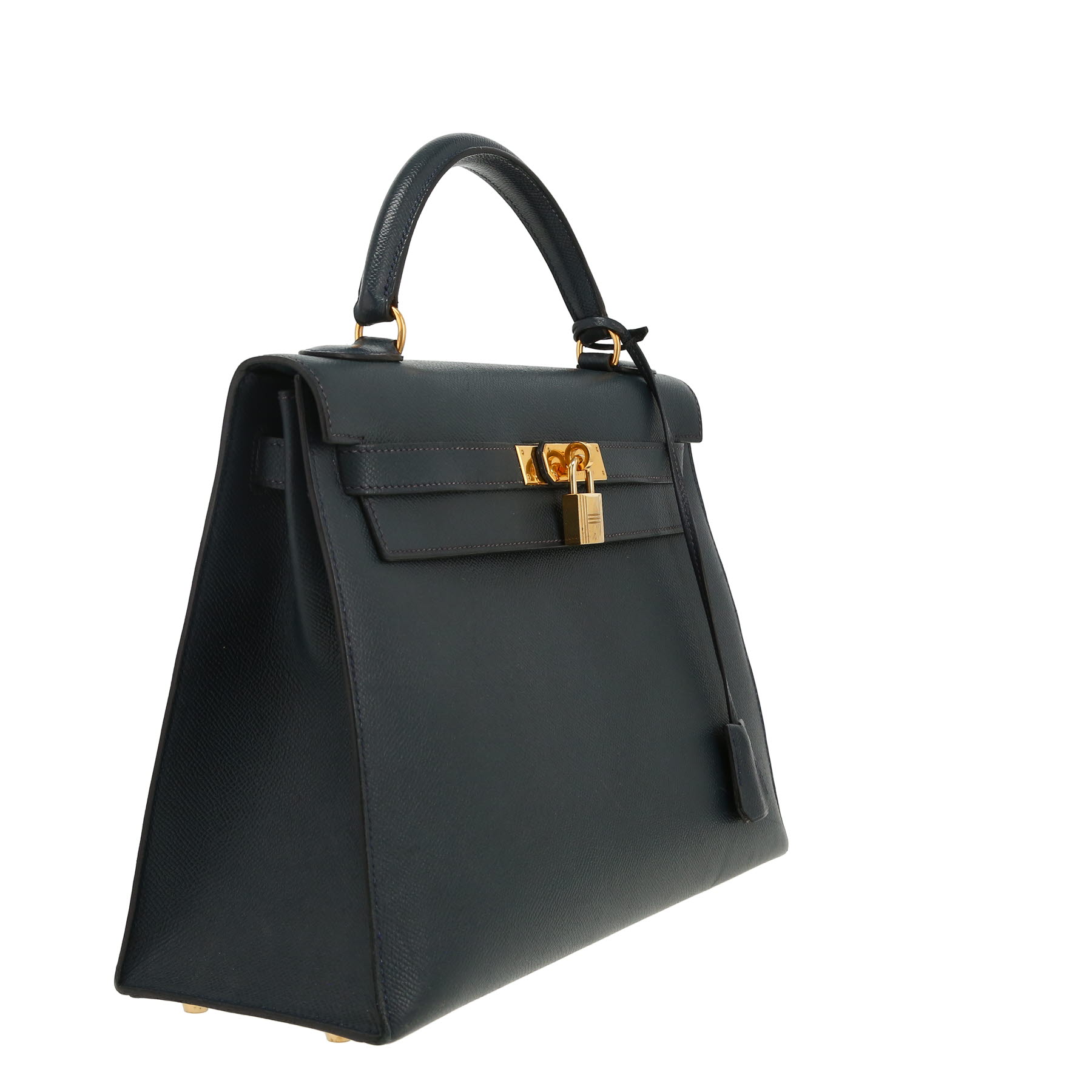 Hermès  Kelly 32 cm handbag  in navy blue Courchevel leather