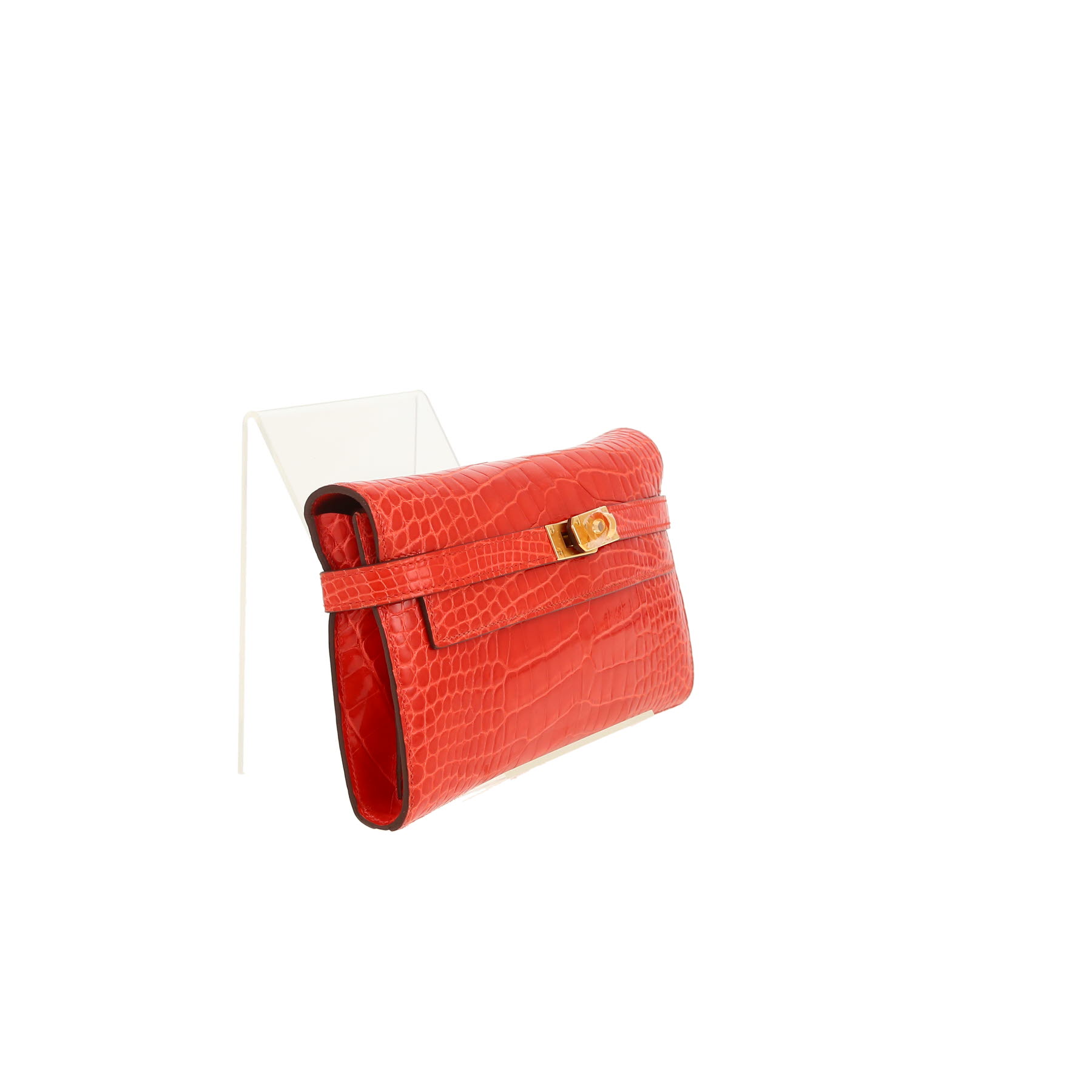 Portefeuille Hermès  Kelly wallet en alligator orange