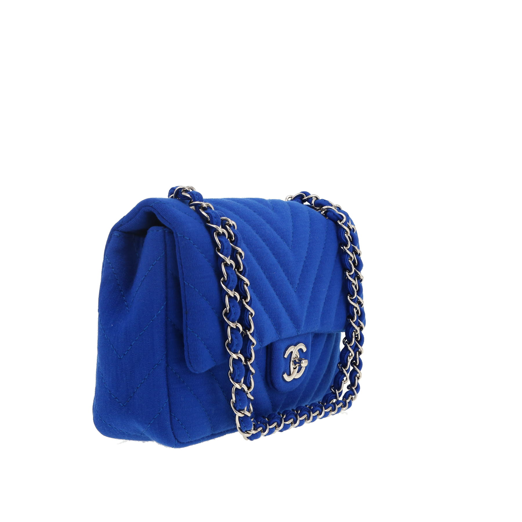 Chanel  Timeless handbag  in electric blue jersey canvas