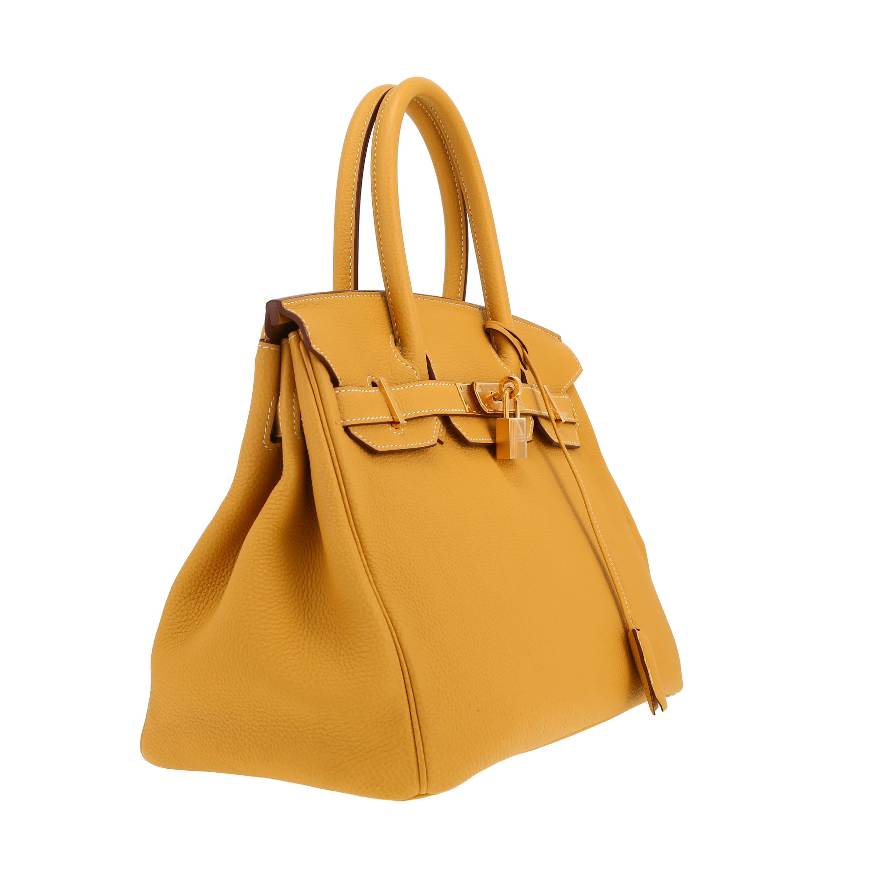 Bolso de mano Hermès  Birkin 30 cm en cuero togo Jaune Ambre