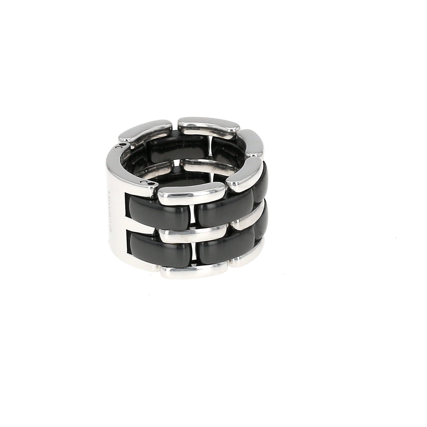 Flexible Chanel Ultra large model ring in white gold and ceramic