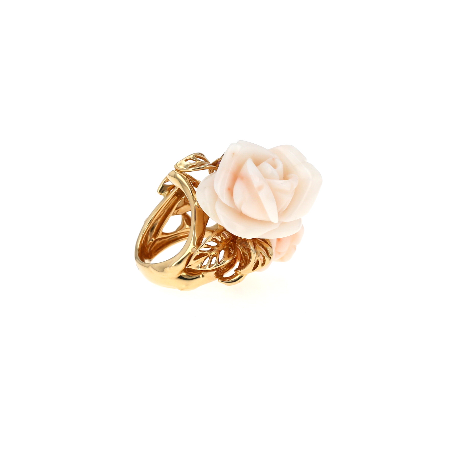 Bague Dior Pré Catelan en or jaune, corail rose et saphirs roses
