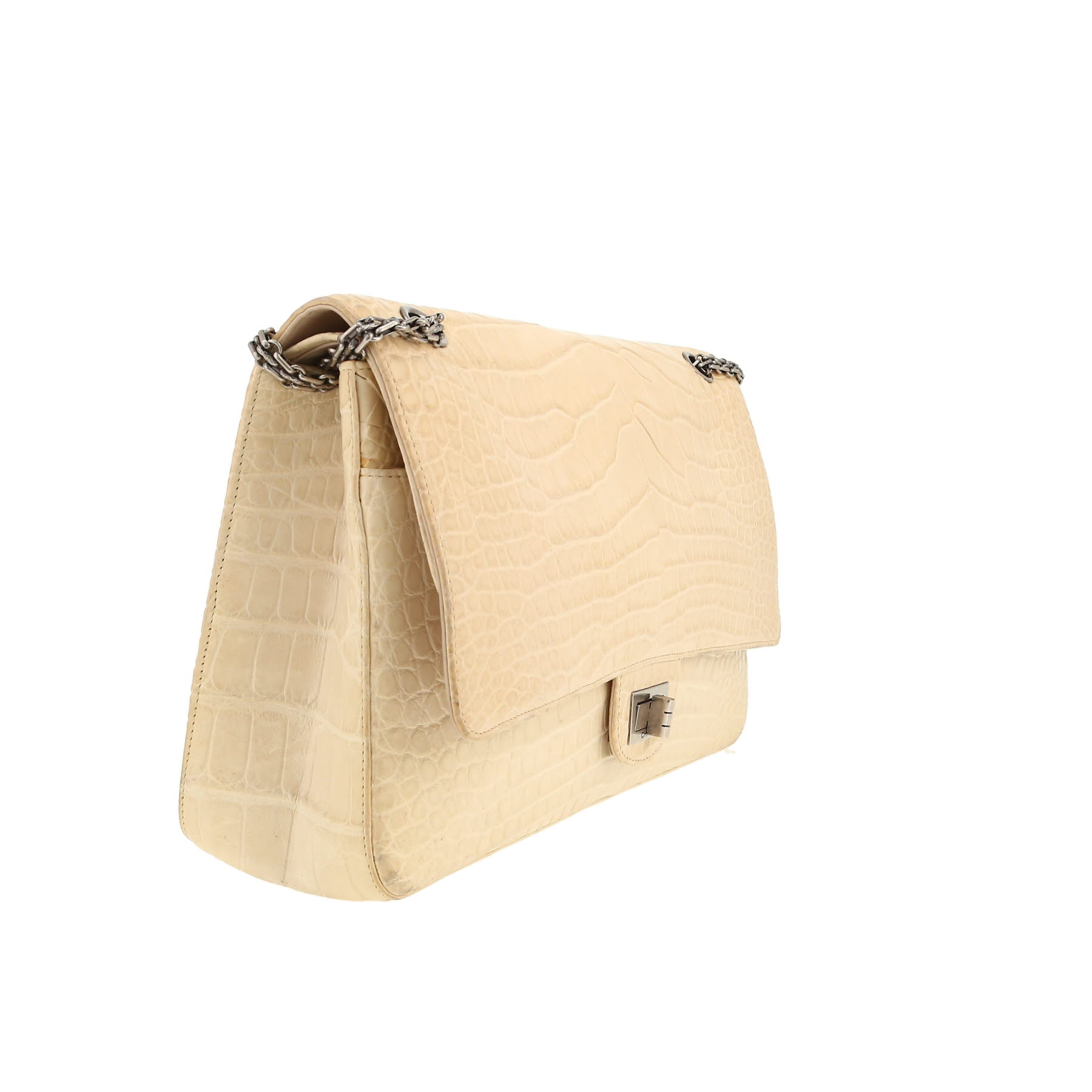 Borsa a tracolla Chanel  Chanel 2.55 in coccodrillo beige