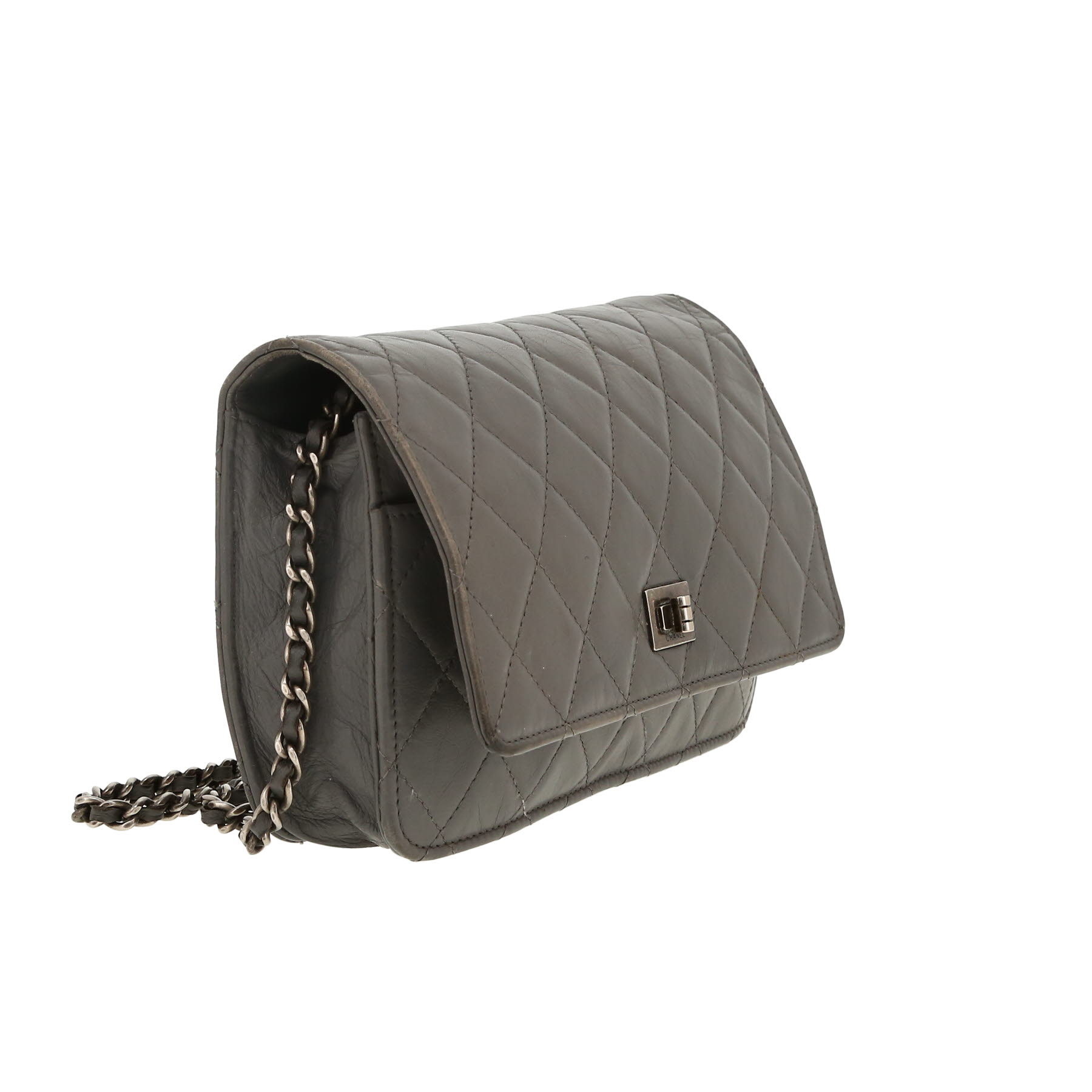Chanel  Wallet on Chain shoulder bag  in grey quilted leather