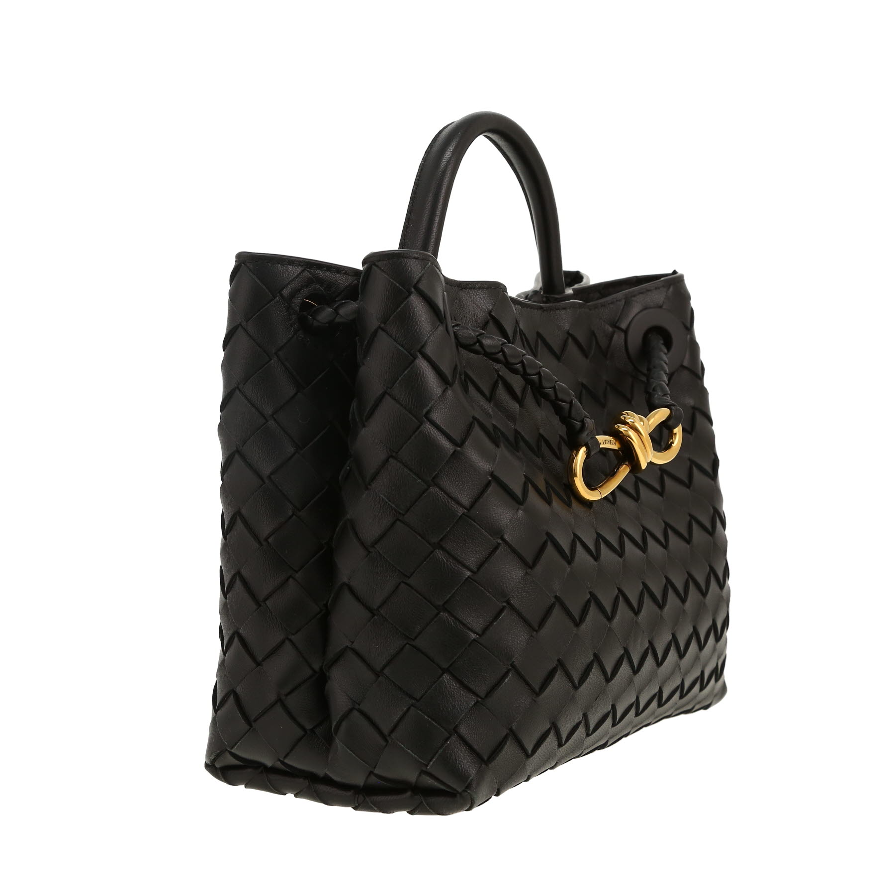 Bottega Veneta  Andiamo small model  handbag  in black intrecciato leather