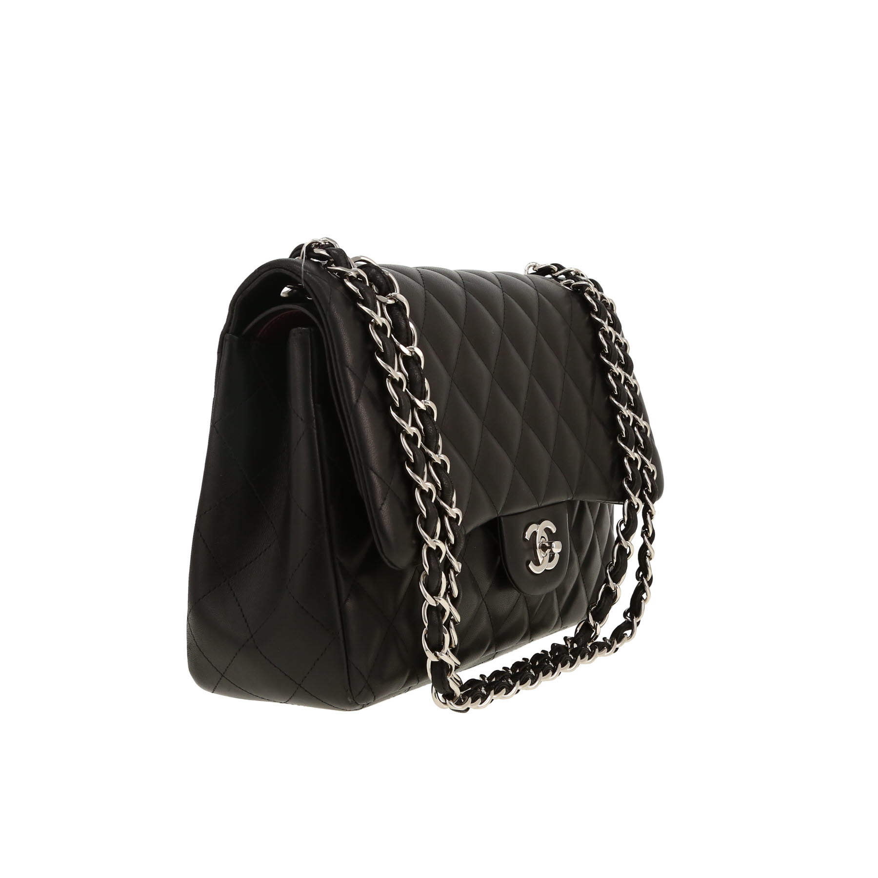 Chanel  Timeless Jumbo shoulder bag  in black quilted leather