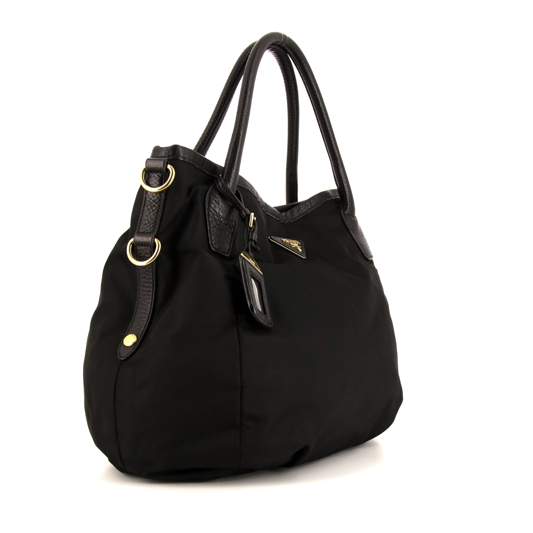 Bolso bandolera Prada   en lona y cuero negro