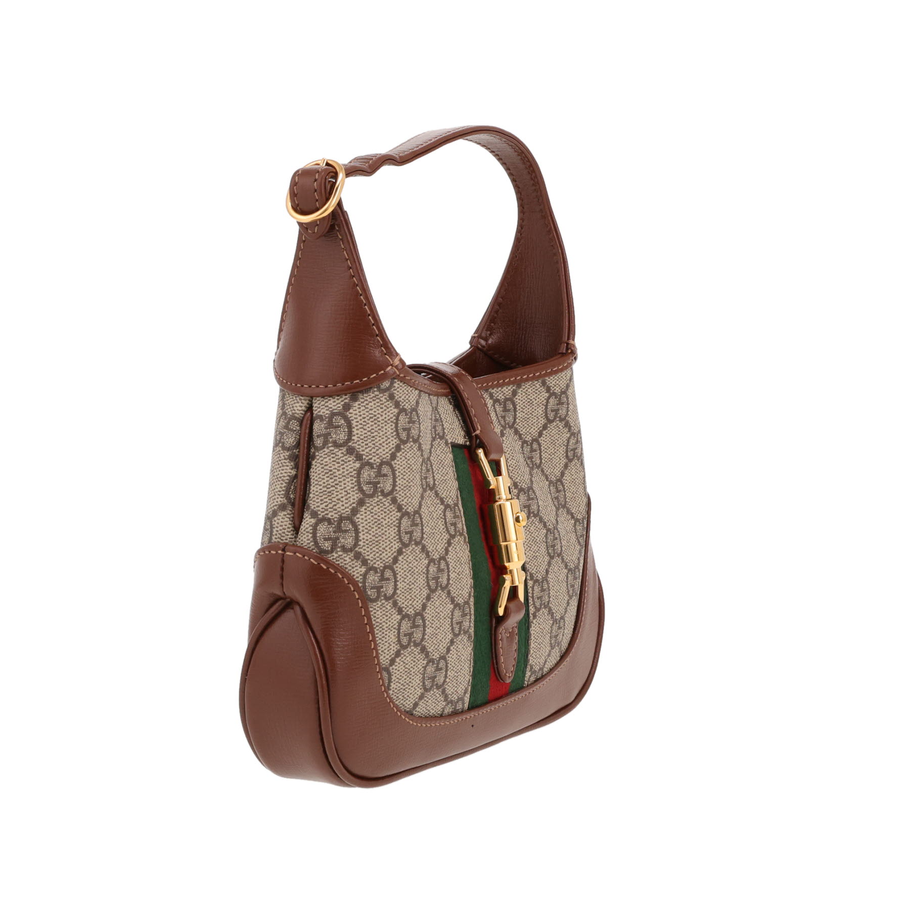 Gucci Jackie Mini shoulder bag in beige monogram canvas and brown leather
