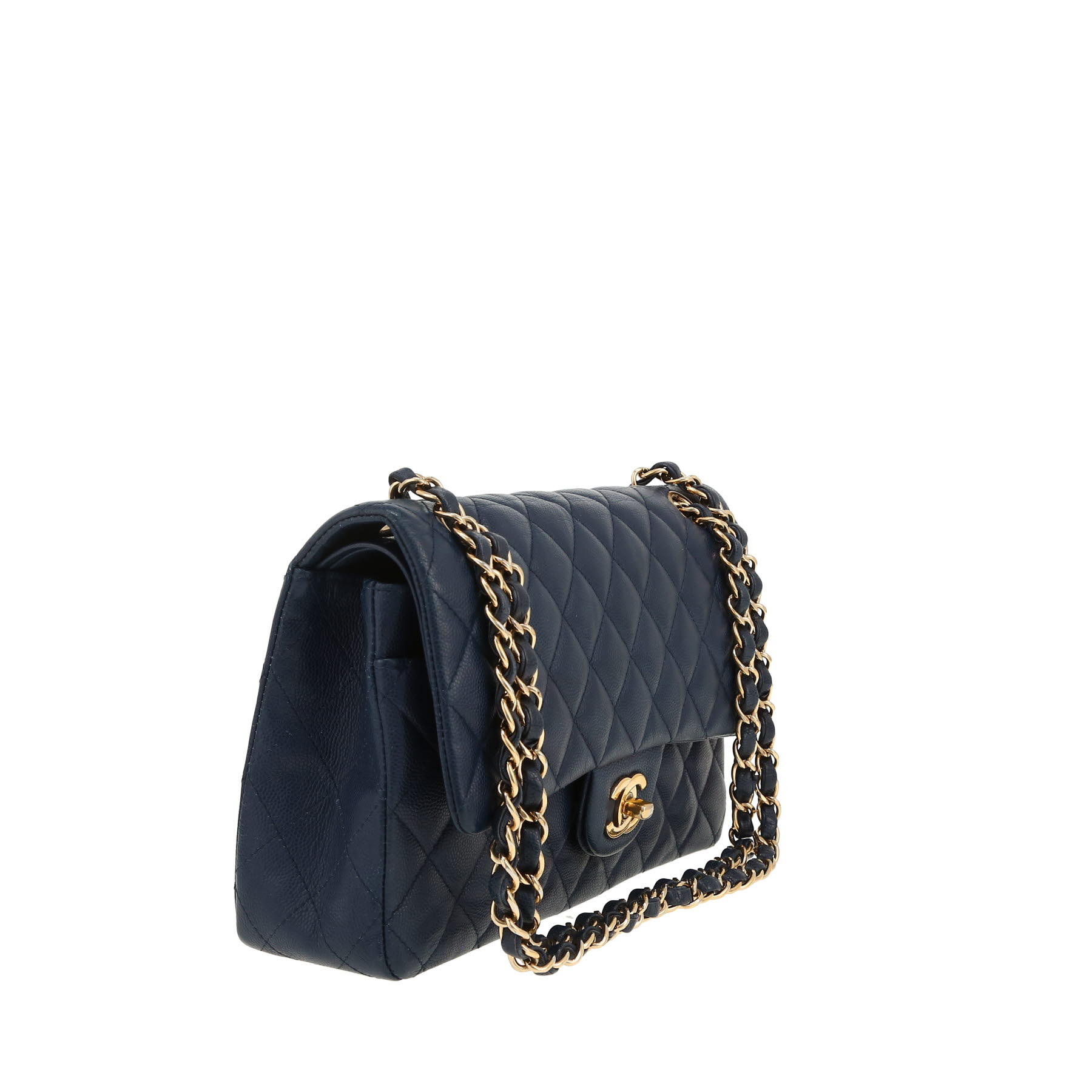 Chanel  Timeless Classic handbag  in navy blue quilted grained leather
