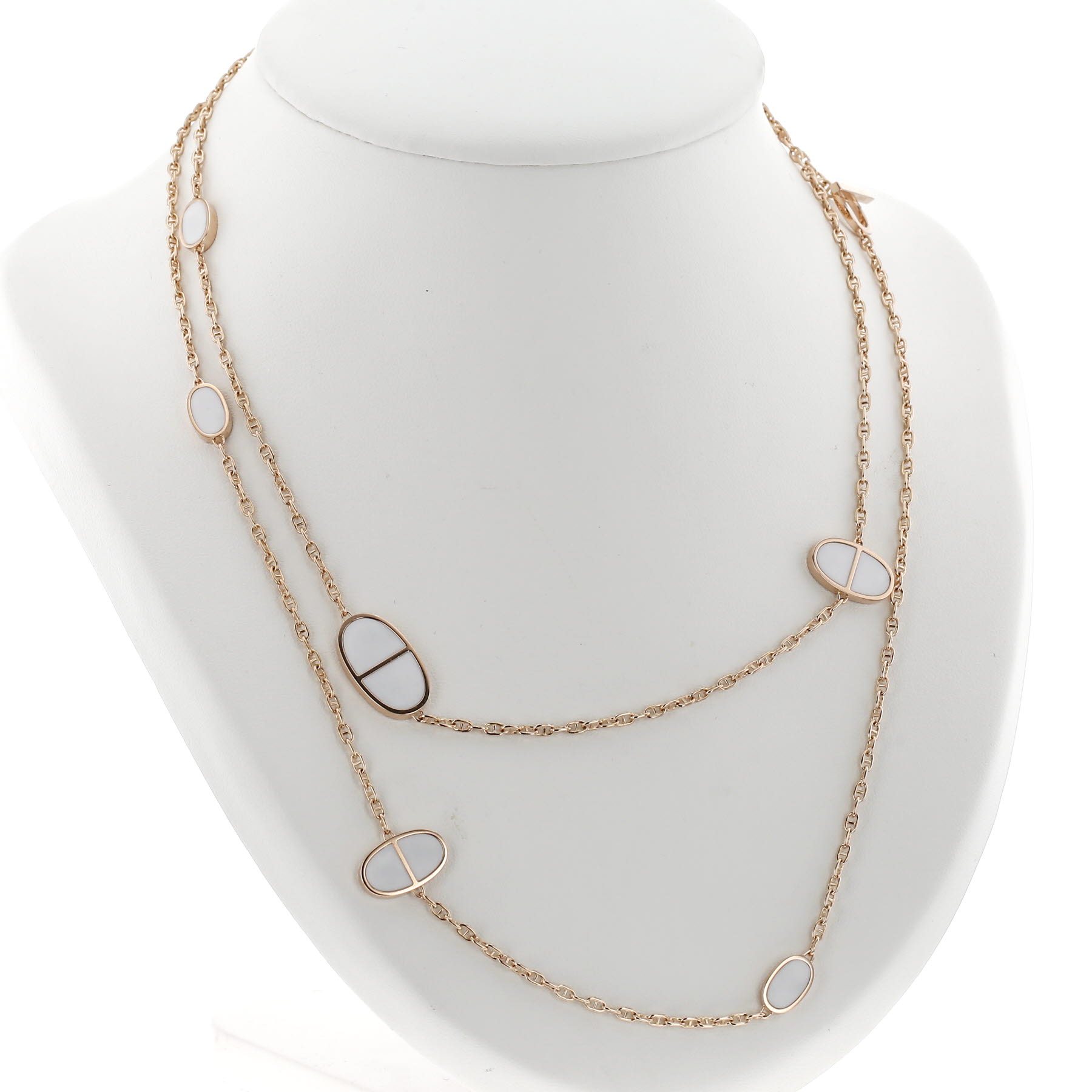 Collana lunga Hermès Chaîne d'Ancre in oro rosa e ceramica