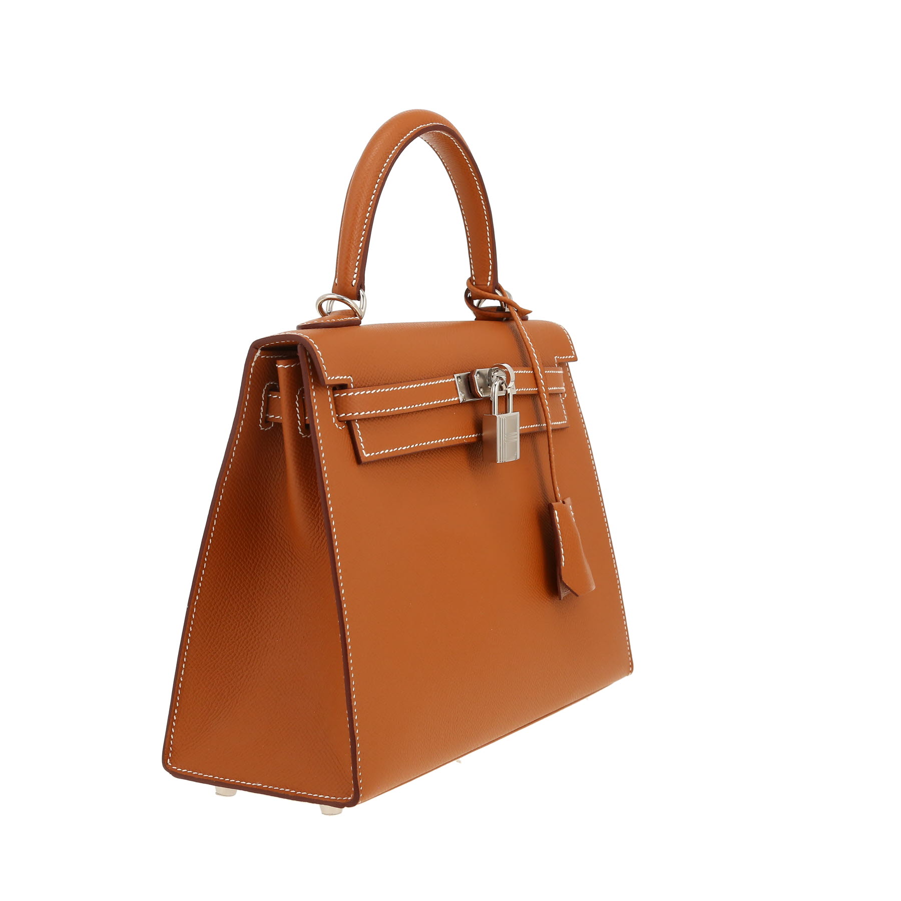 Bolso de mano Hermès  Kelly 25 cm en cuero epsom color oro
