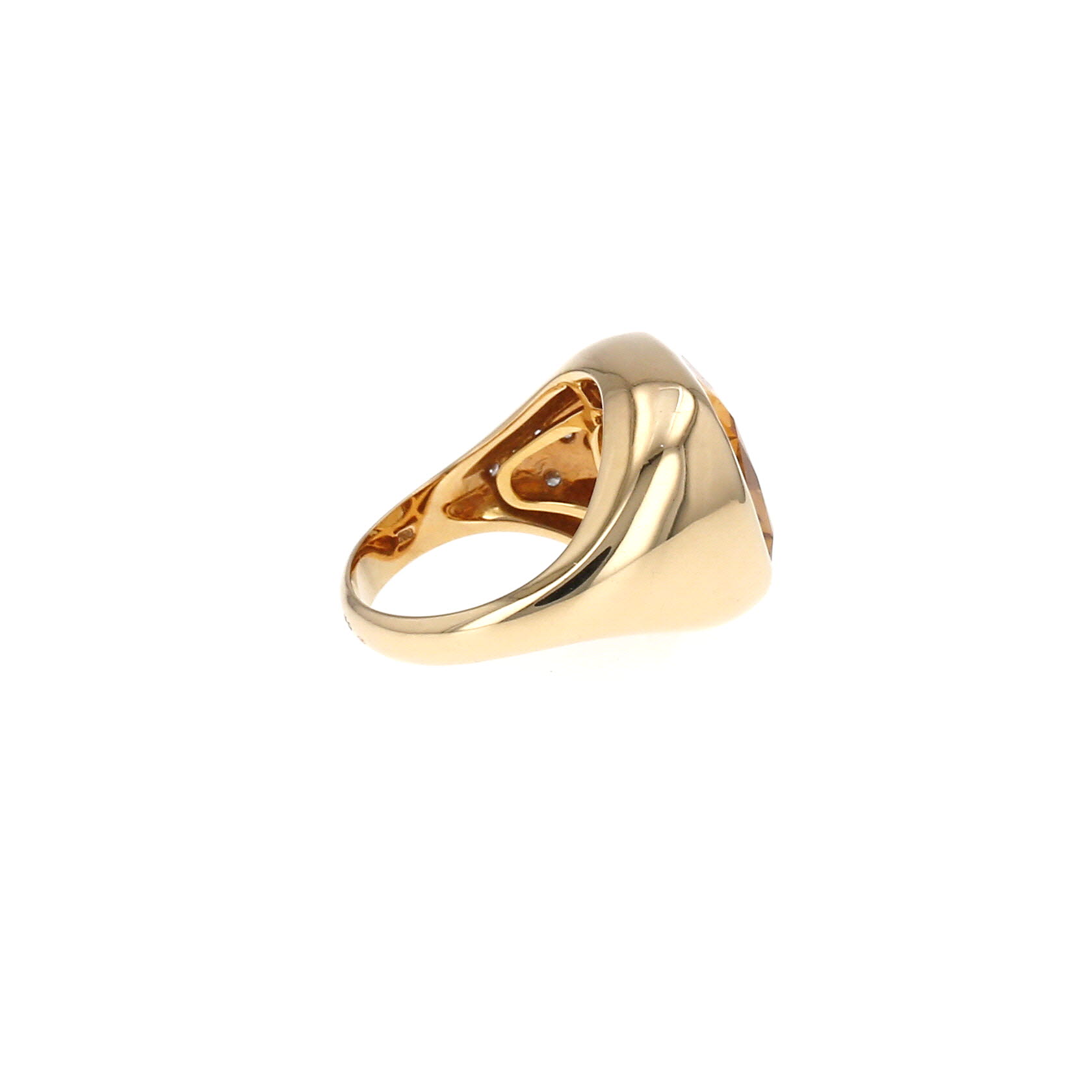 Anello Vintage  in oro giallo, quarzo citrino e diamanti