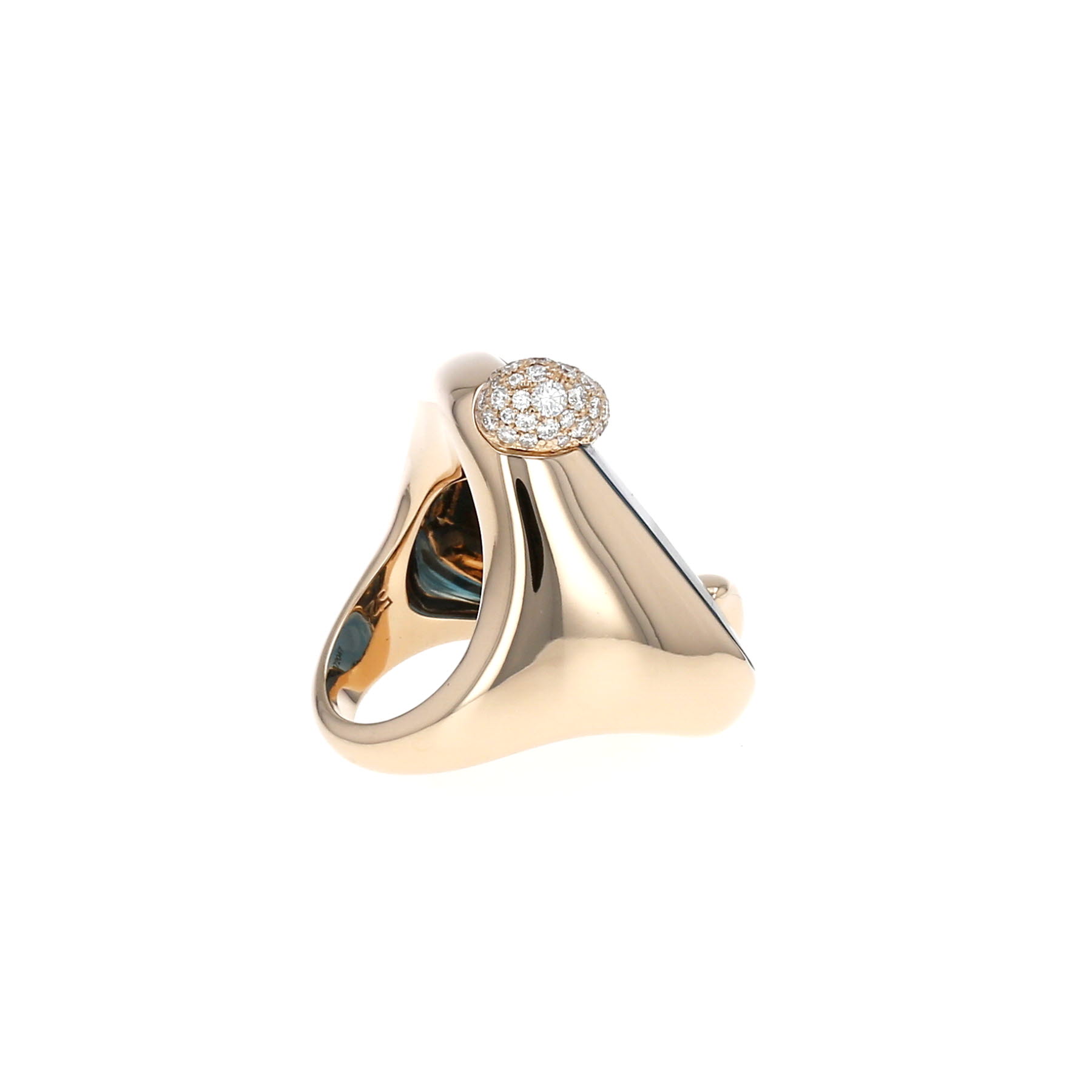 Anello Pomellato Ritratto modello grande in oro rosa, topazio e diamanti
