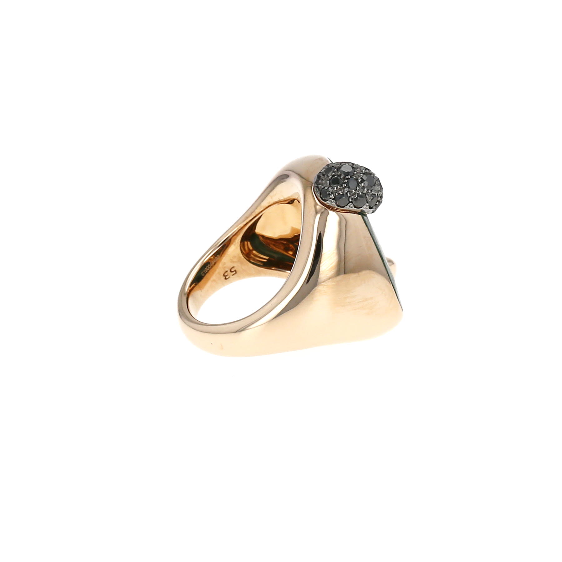 Pomellato Ritratto medium model ring in pink gold, malachite and diamonds