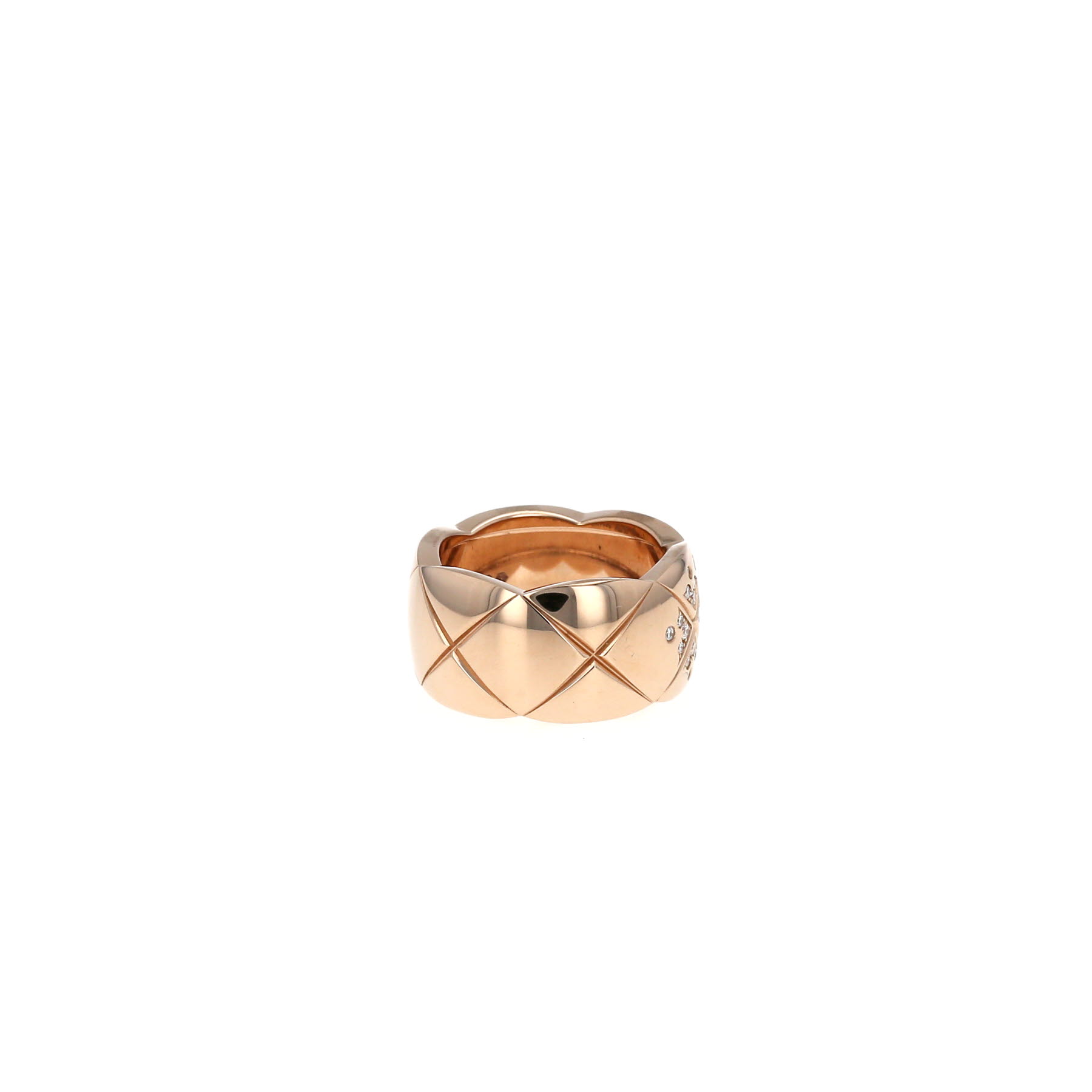 Anello Chanel Coco Crush modello grande in oro beige e diamanti