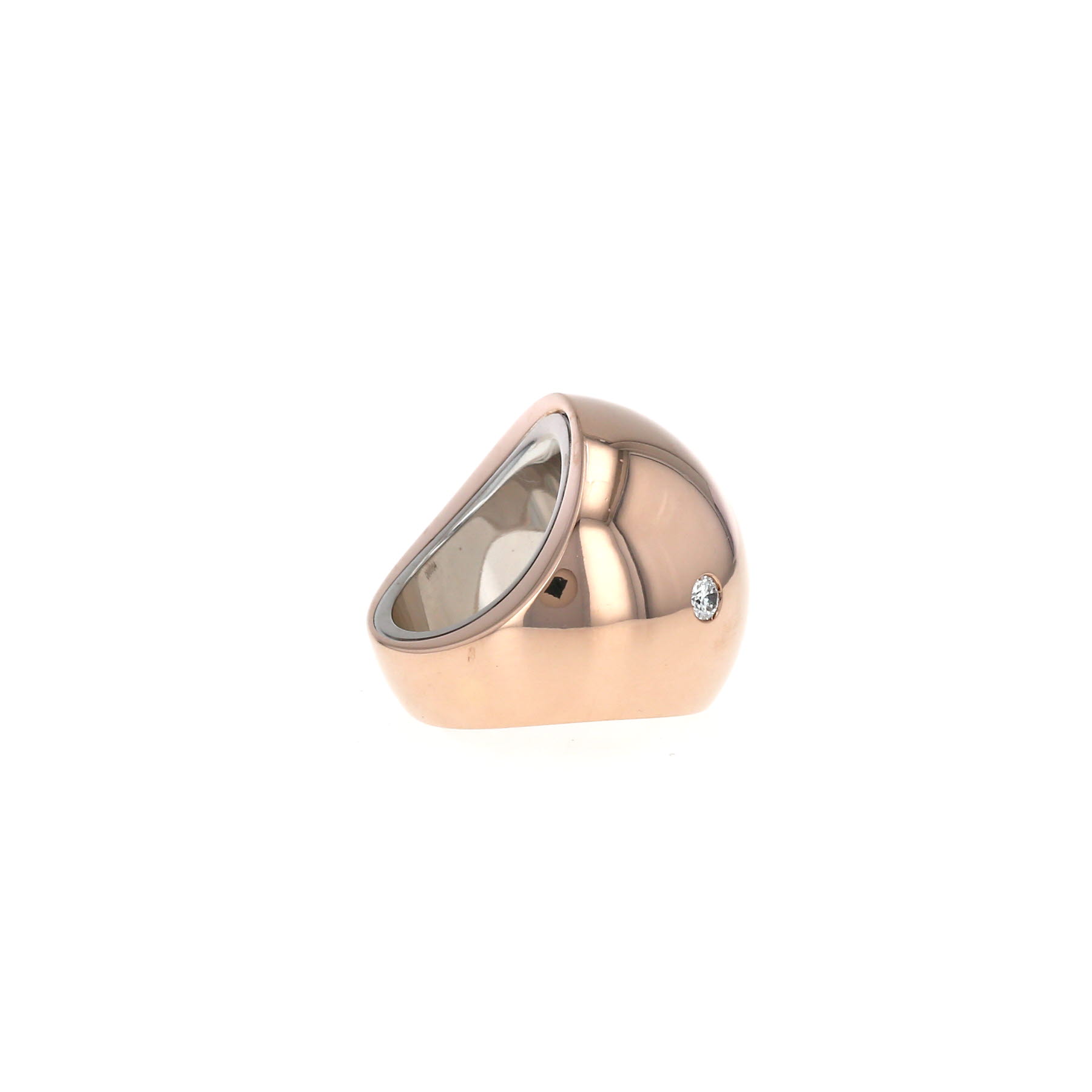 Sortija en forma de bola Hermès Quark de oro rosa, oro blanco y diamante